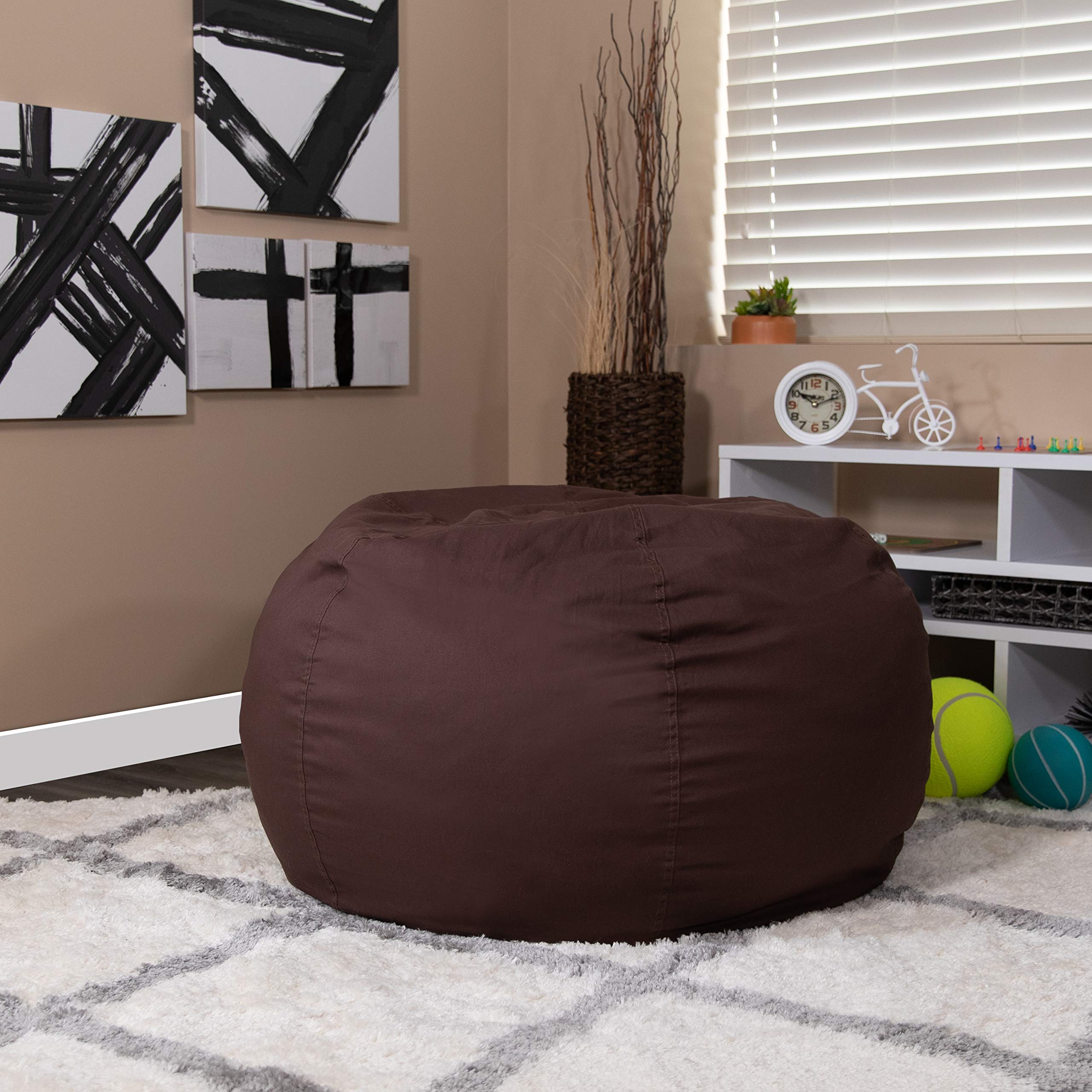 Flash Furniture Oversized Solid Brown Bean Bag Chair for Kids and Adults