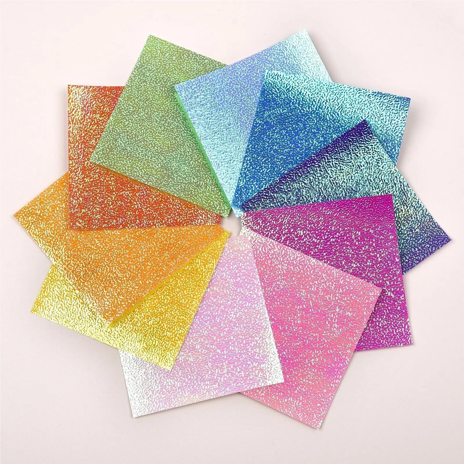 Świecący magazyn kart, Opakowanie 100 sztuk jednostronnego brokatowego papieru origami w wielu kolorach, różne rozmiary dla dzieci(15X15CM)