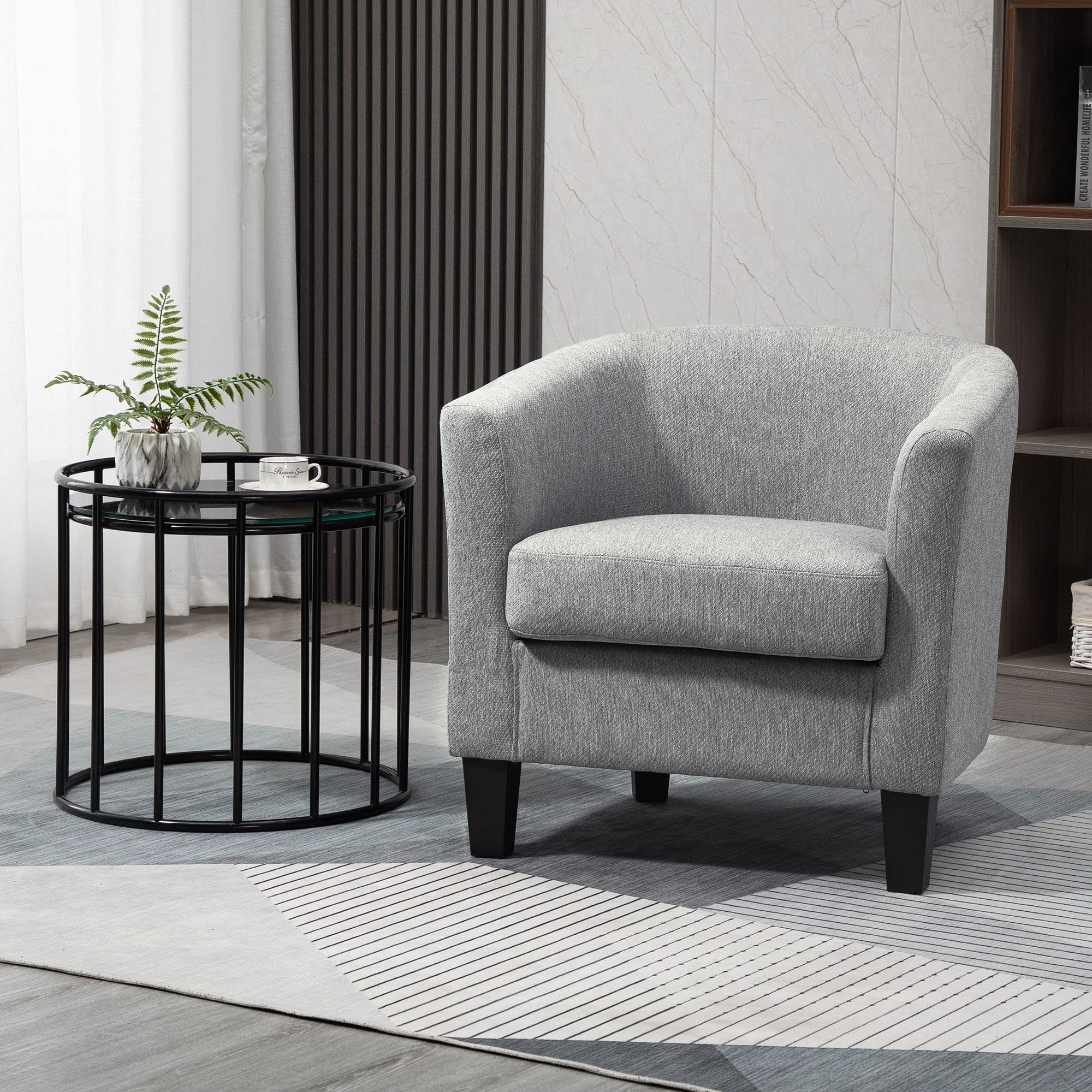 HOMCOM Poltrona Moderna Imbottita con Seduta Profonda, Poltroncina da Camera e Soggiorno, 75x72x74cm, Grigio