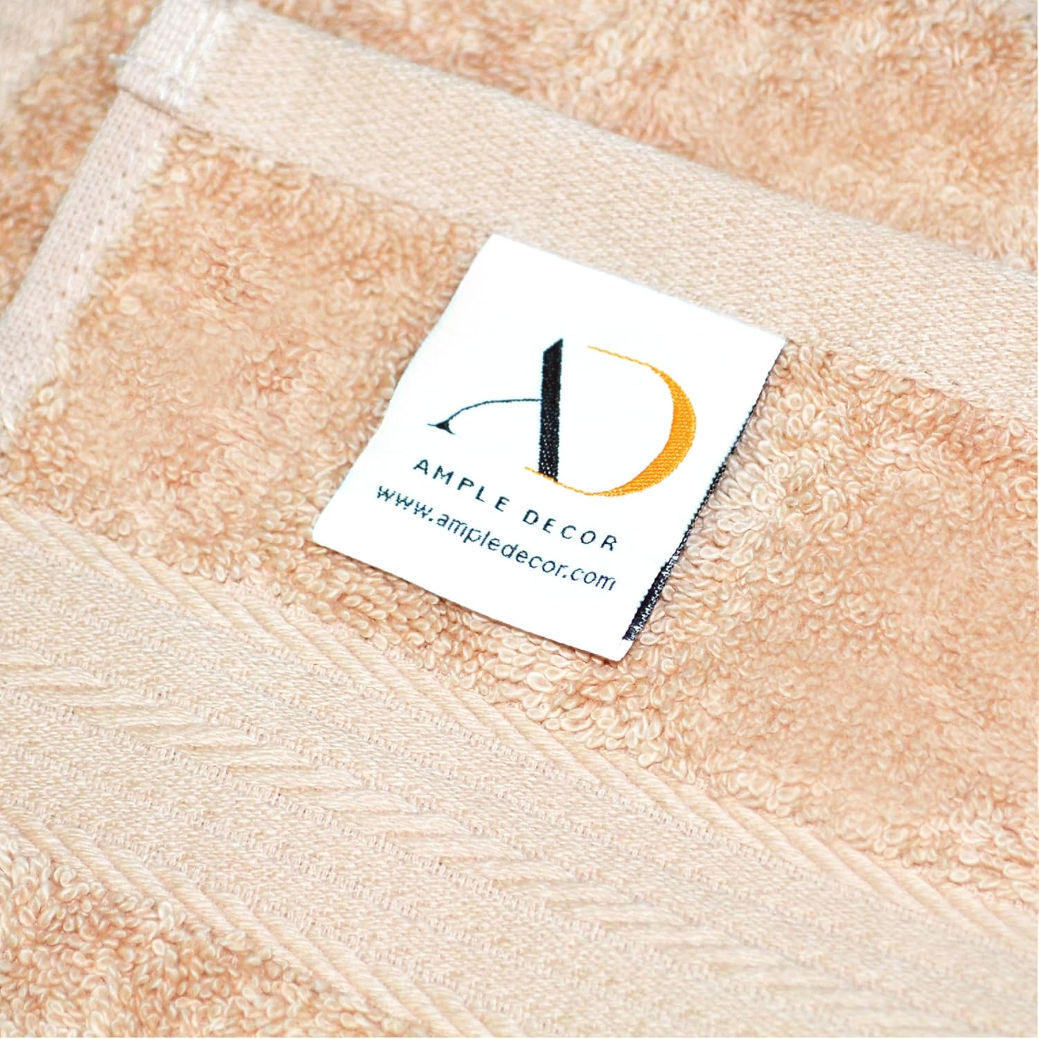 Ample Decor 100% Cotton 6 Piece Bathroom Towels Set, 2 Bath Towels, 2 Hand Towels, 2 Washcloths, Quick Drying - Beige Towel Sets