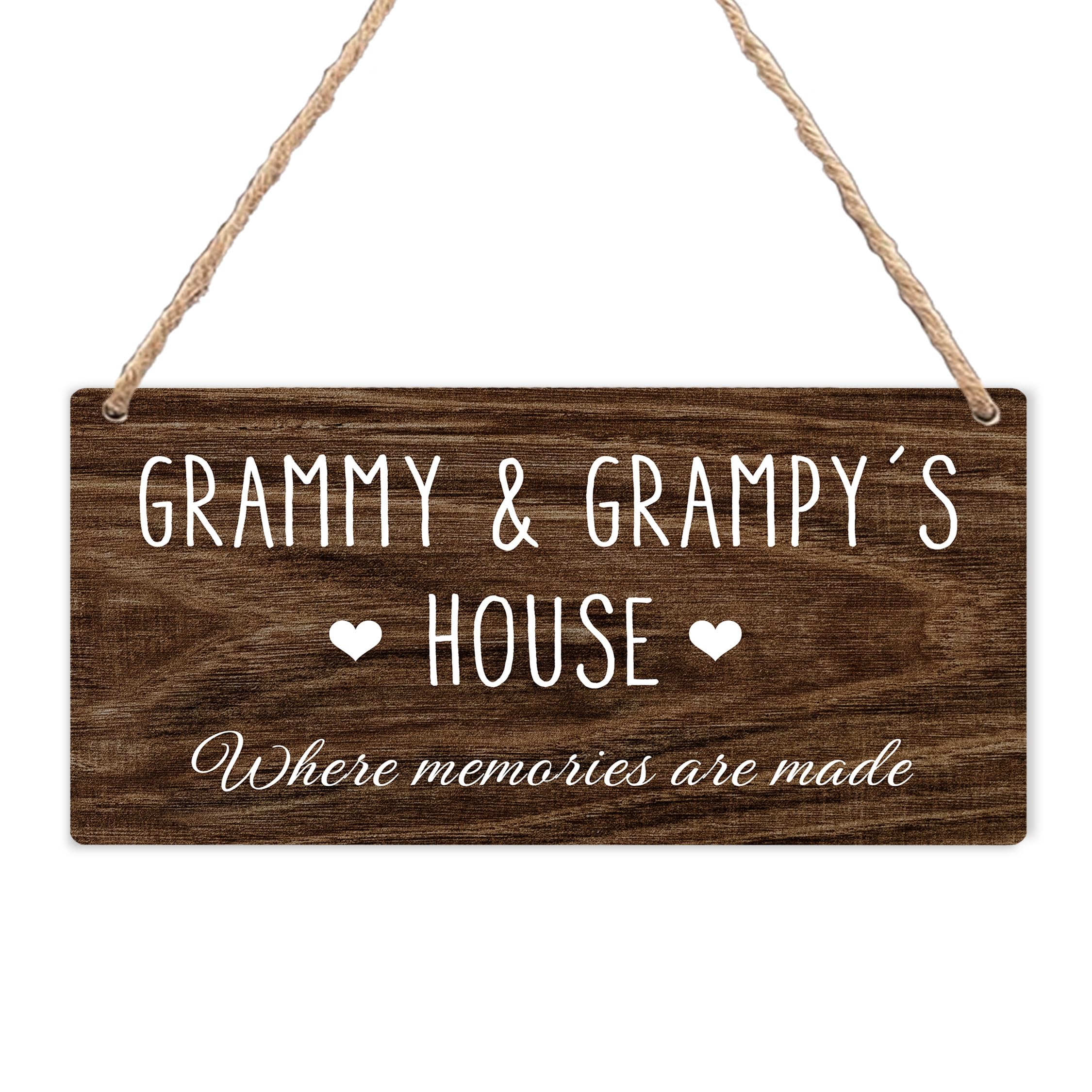 Grammy and Grampy's House Hanging Wooden Signs, Grandma Grandpa Gifts, Grandparents House Decor, Rustic Where Memories Are Made House Hanging Plaque 12x6
