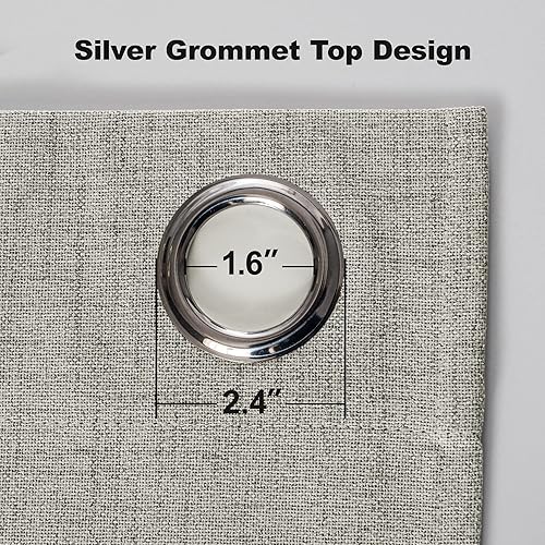 Miniatura 4 de Cucraf Cortinas opacas completas, aspecto de lino sintético, aislamiento térmico y ojales, para dormitorio, sala de estar, juego de 2, 52 x 95
