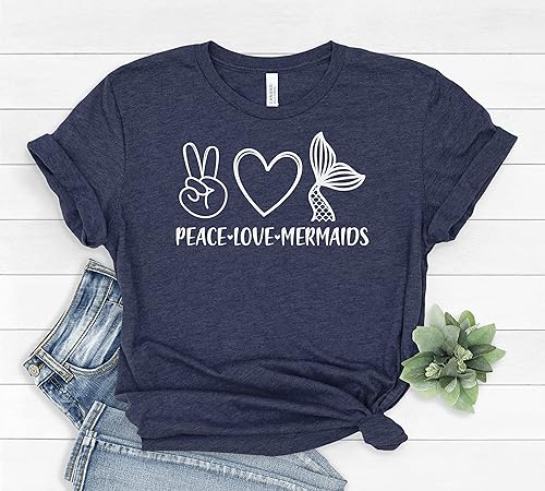 Miniatura 4 de Peace Love Mermaids Shirt, Shirt For Mermaid Lover's, Gift For Mermaid Lover's, Gift For Mom, Mermaids Shirt