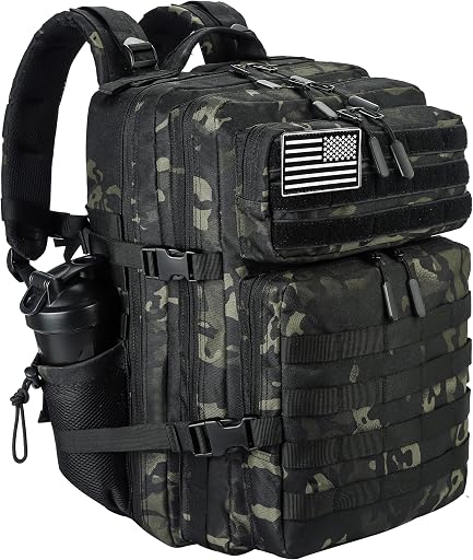 LHI Military Tactical Backpack for Men and Women 45L Army 3 Days Assault Pack Bag Large Rucksack with Molle System Olive Green