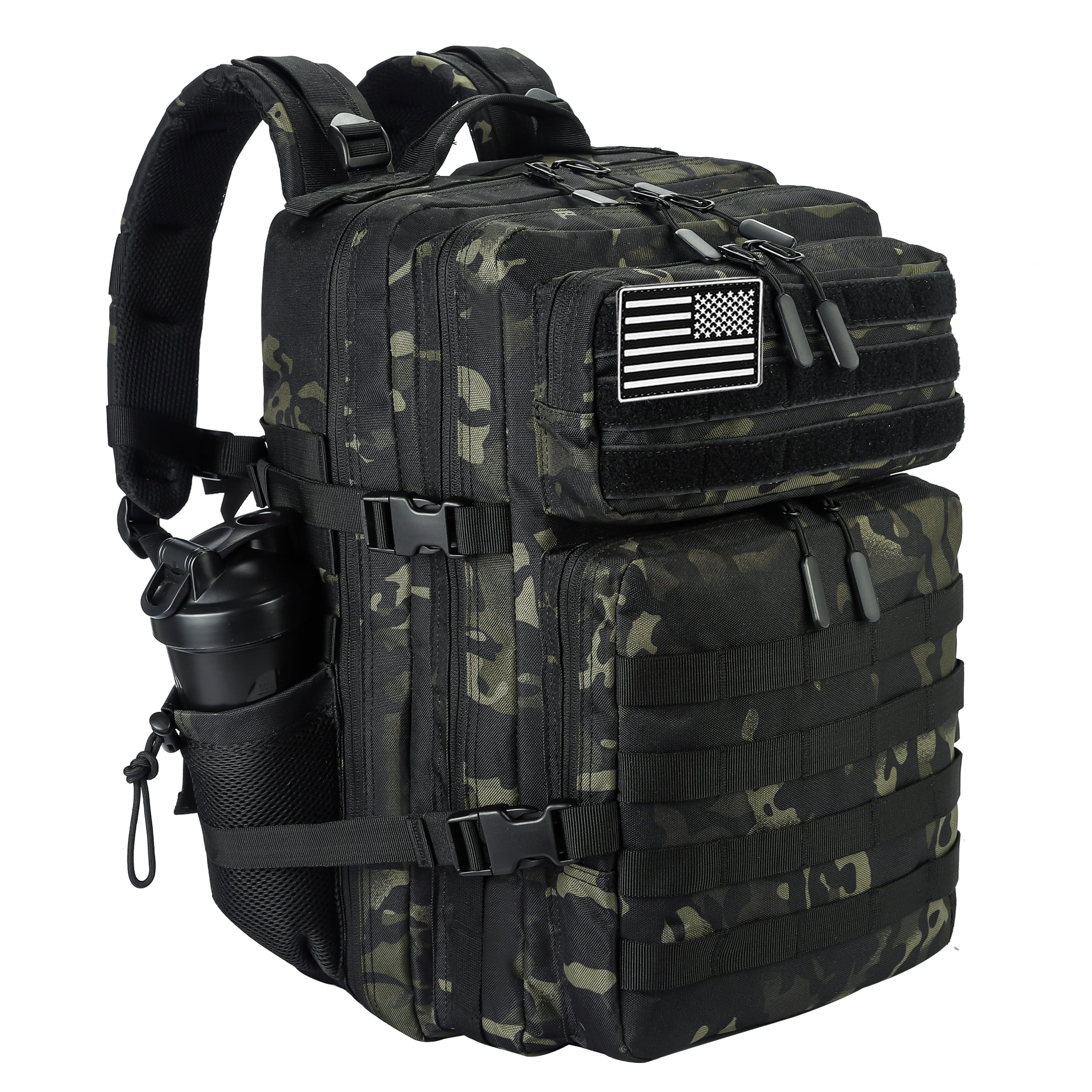 LHI Military Tactical Backpack for Men and Women 45L Army 3 Days Assault Pack Bag Large Rucksack with Molle System Olive Green