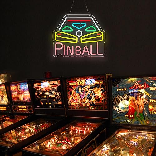 Miniatura 6 de Pinball - Letrero de neón para decoración de pared con interruptor regulable, luz LED de neón