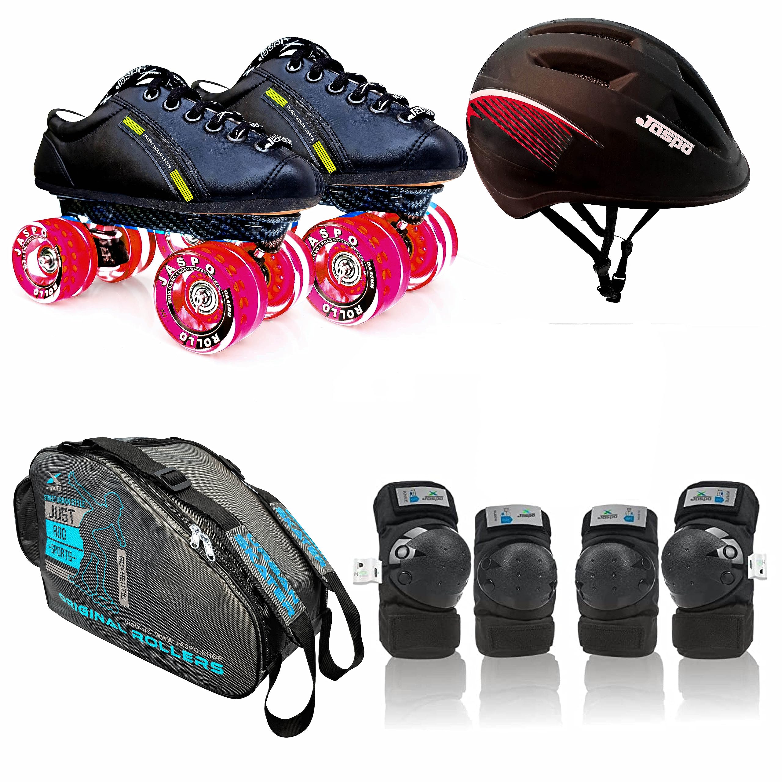 Jaspo Hyper-X Pink-Black Intact Shoe Skate Combo(Shoe Skate+ Knee Guard+ Elbow Guard+ Helmet+ Bag) (Junior 11 UK (Foot Length 18 cms) (B0CDC7P7XN) Amazon Price History, Amazon Price Tracker