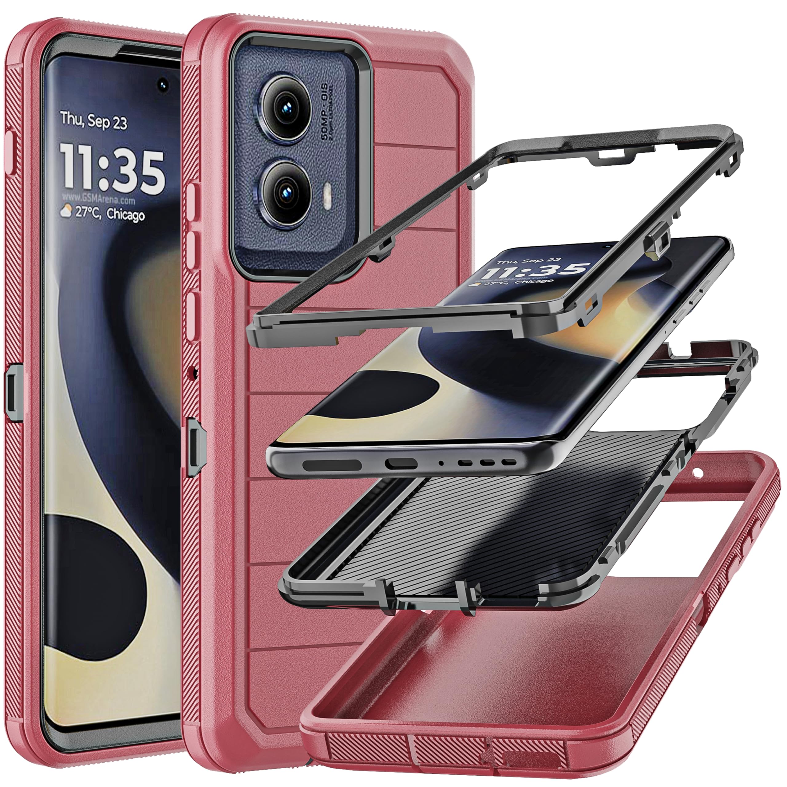 YmhxcY Phone Case for Motorola Moto Edge 2024 6.6 inch，[Military Grade] Drop Proof 3-Layer Durable Cover/Shockproof Armor Drop Protection Solid Rubber