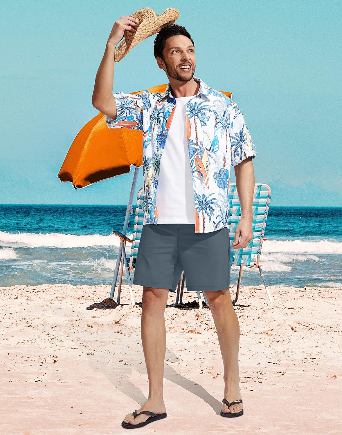 Viodia Men's Swim Trunks with Compression Liner Quick Dry Board Shorts Swimsuit Swimwear for Men with Zipper Pockets - Image 3