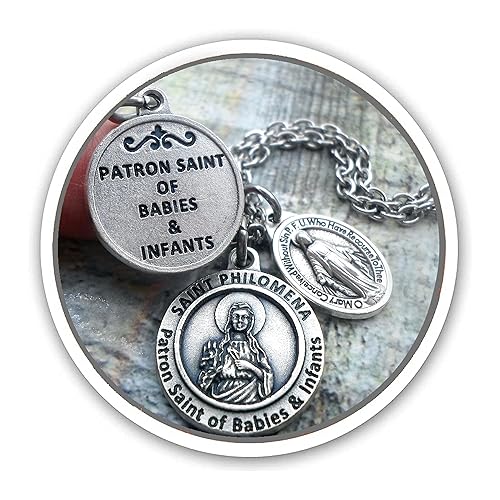 Patron Saint of Babies and Infants, St. Philomena, Necklace, Keychain or Clip, Get Well Catholic Jewelry, Customize with Initial or Swarovski