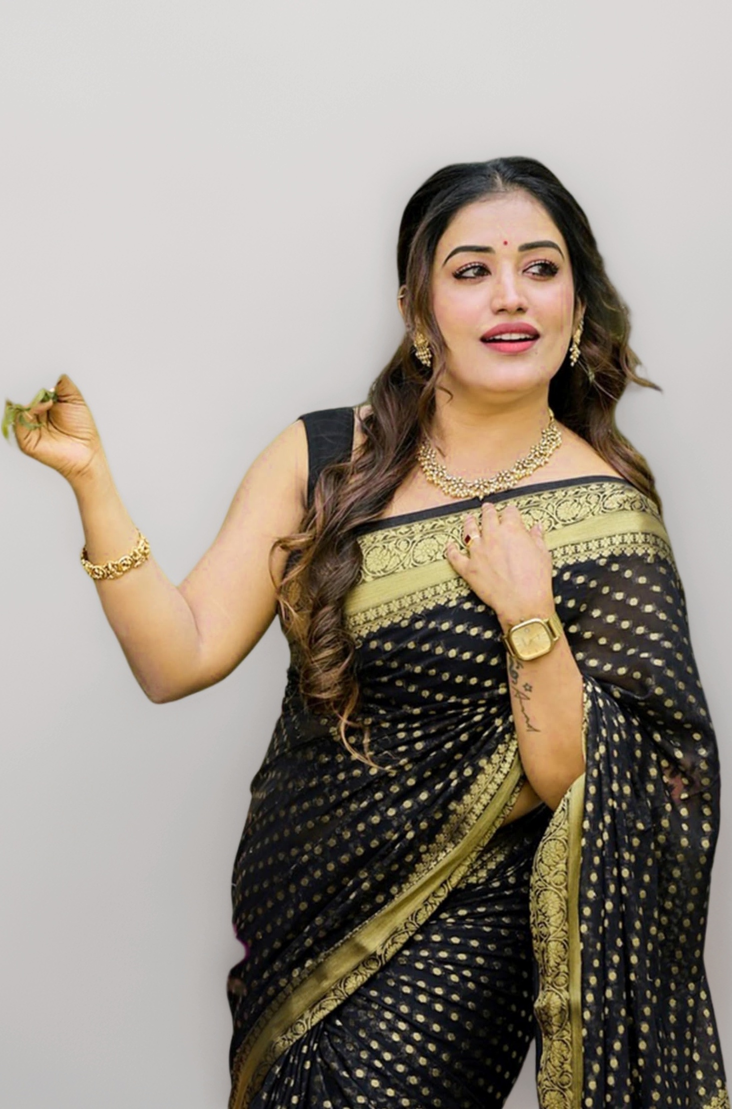 SIRIL Women's Soft Banarasi Silk Jacquard Saree with Unstitched Blouse Piece