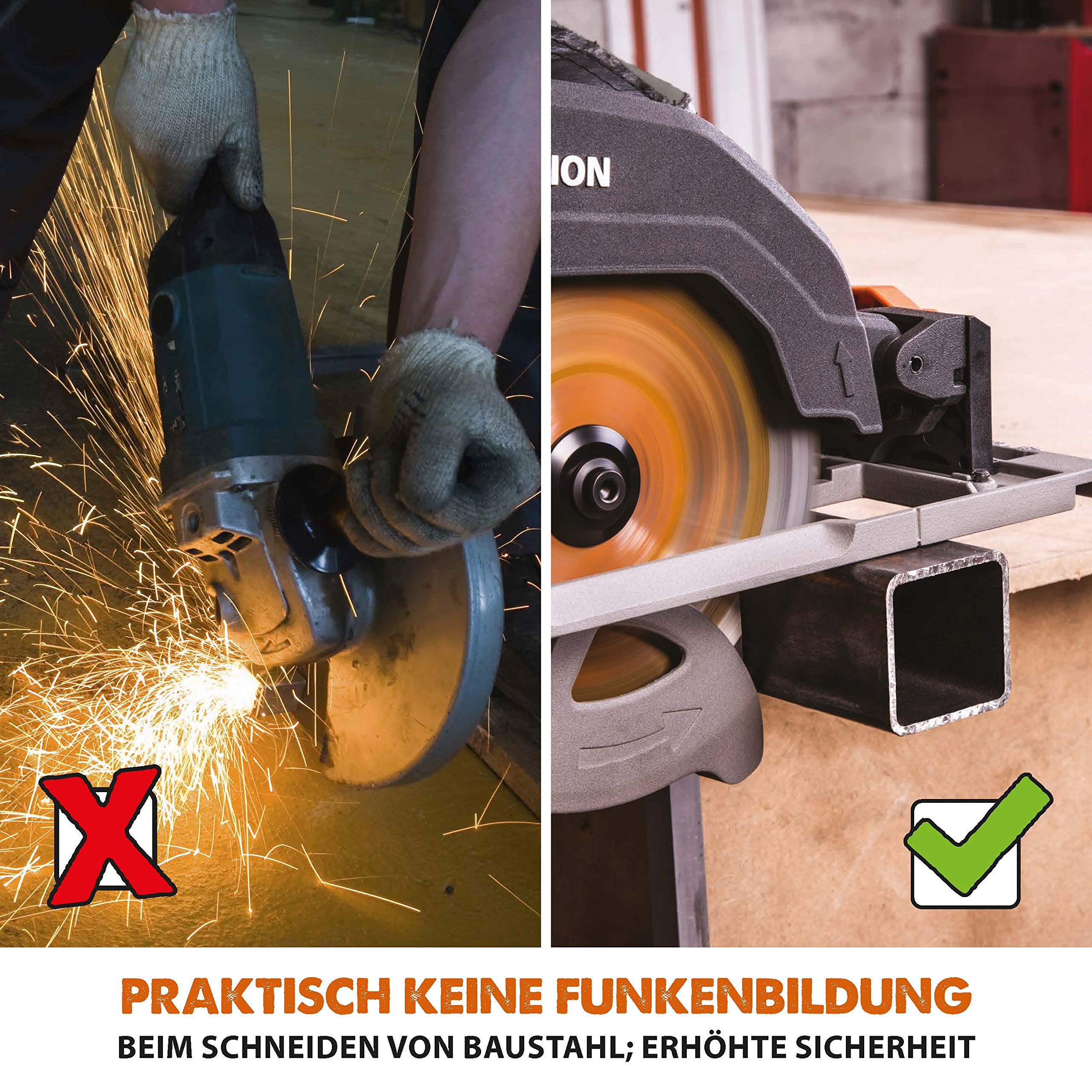 Evolution R185CCSX Handkreissäge 1600W Tauchsäge Ø 185 mm HM-Sägeblatt Multi-Material 3-teilige 1020mm Führungsschiene