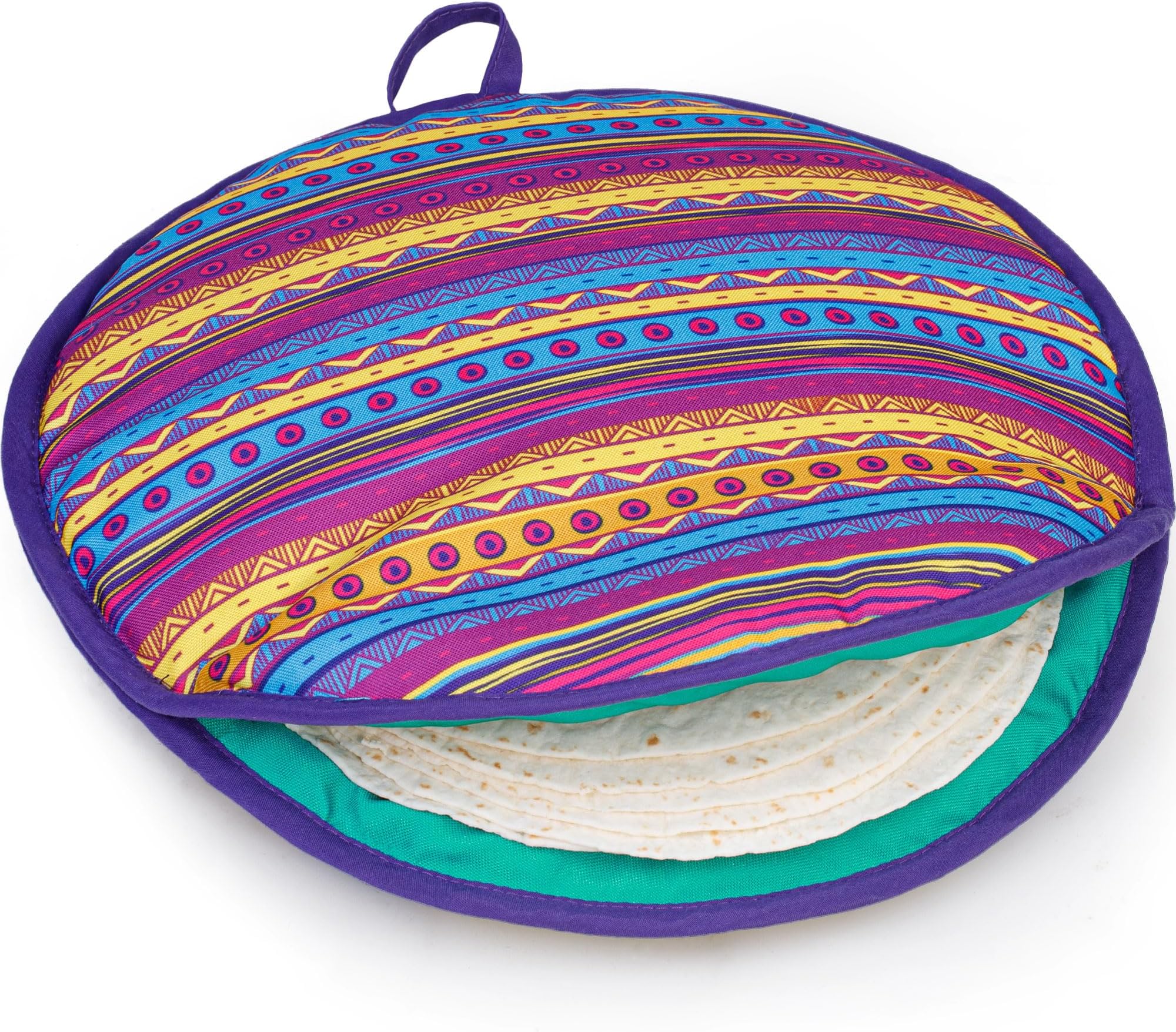 Tortilla Warmer Pouch (Multicolor, 12 Inch), Microwavable Fabric Tortilla Heater Pouch to Keep Tortillas Soft & Warm, Insulated Heat Keeper for Flour & Corn Shells, Ideal for Tacos & More by PixiPy