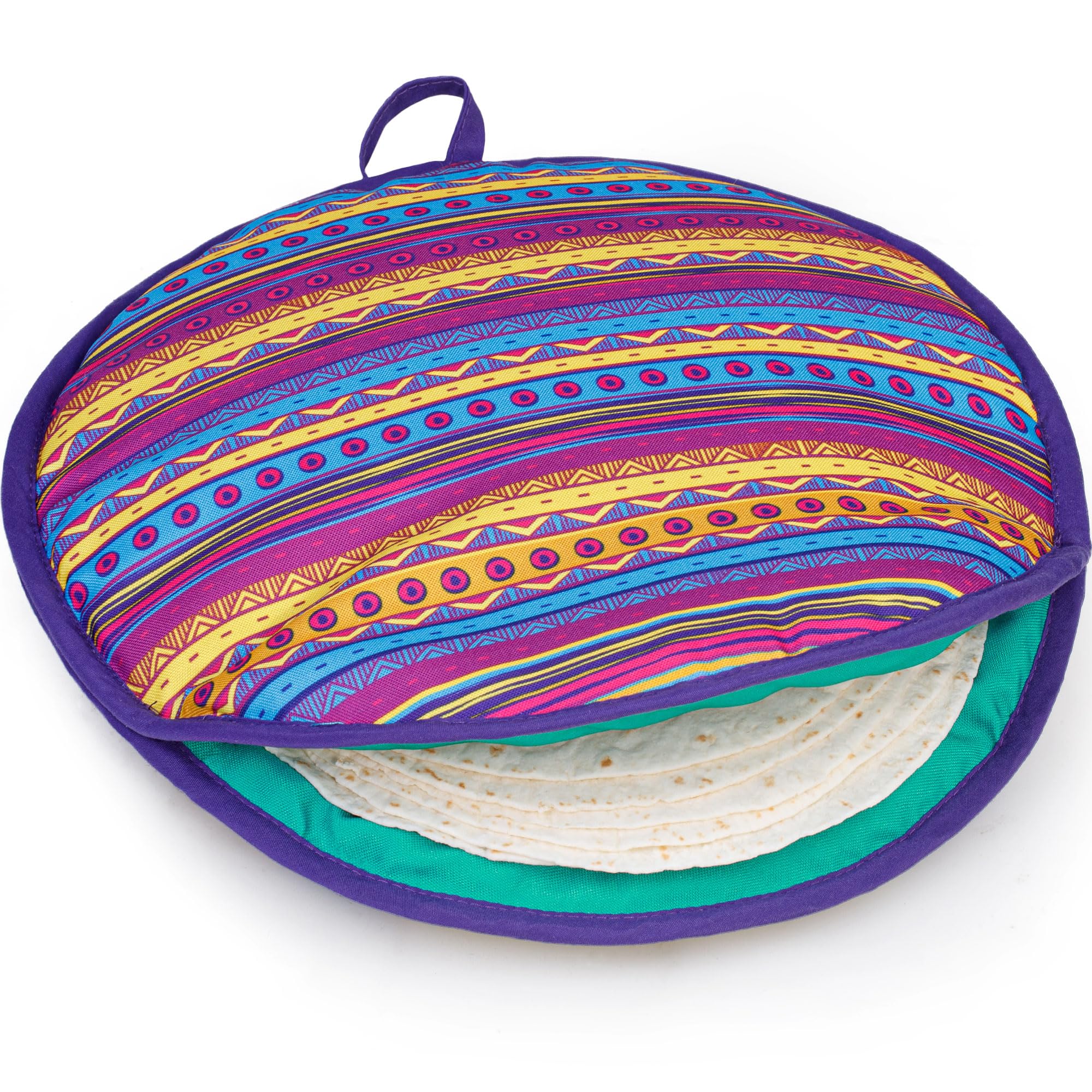 Tortilla Warmer Pouch (Multicolor, 12 Inch), Microwavable Fabric Tortilla Heater Pouch to Keep Tortillas Soft & Warm, Insulated Heat Keeper for Flour & Corn Shells, Ideal for Tacos & More by PixiPy