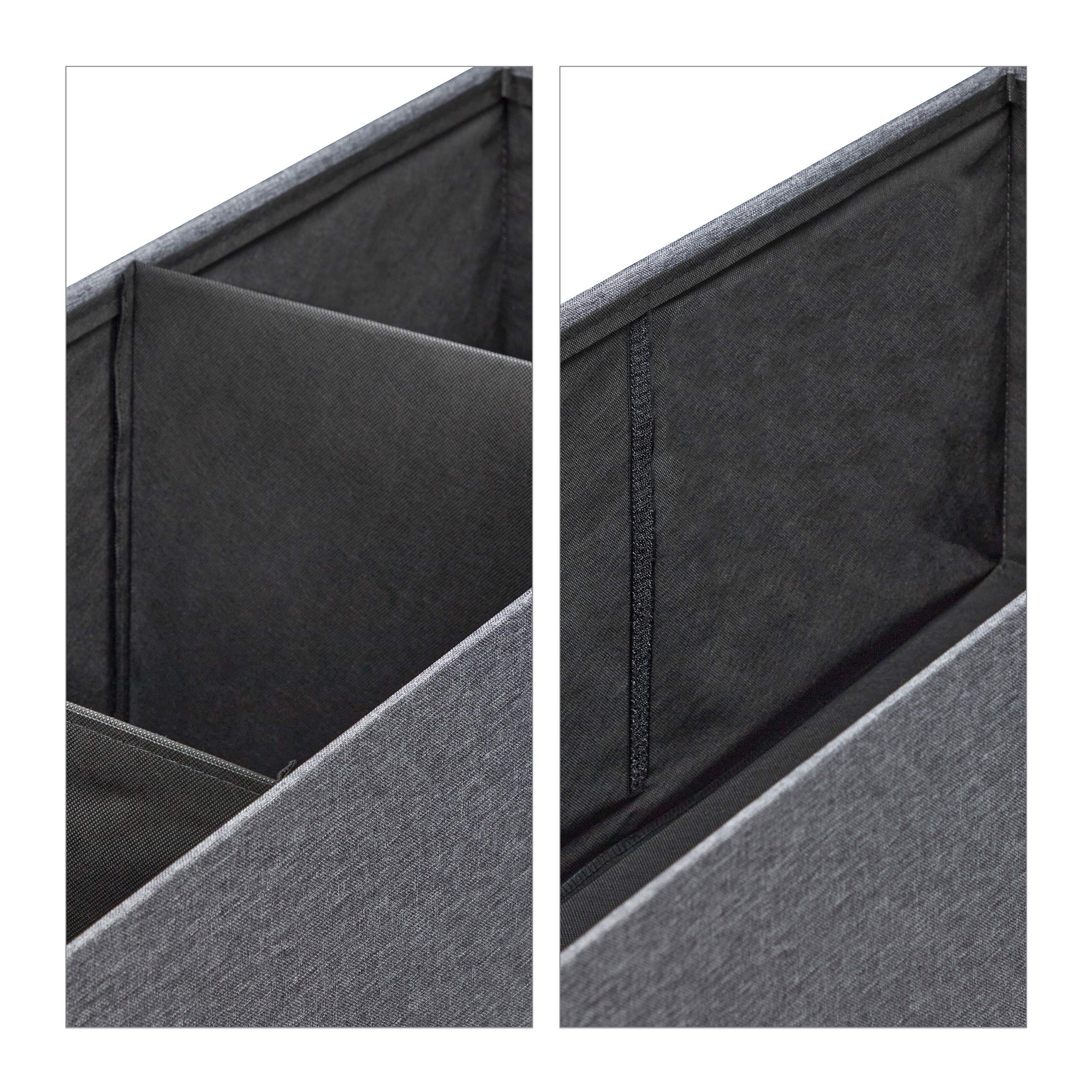 Relaxdays Banco Almacenaje, Plegable, Acolchado, Compartimiento Extraíble, 130 L, Baúl Almacenamiento, Gris Oscuro