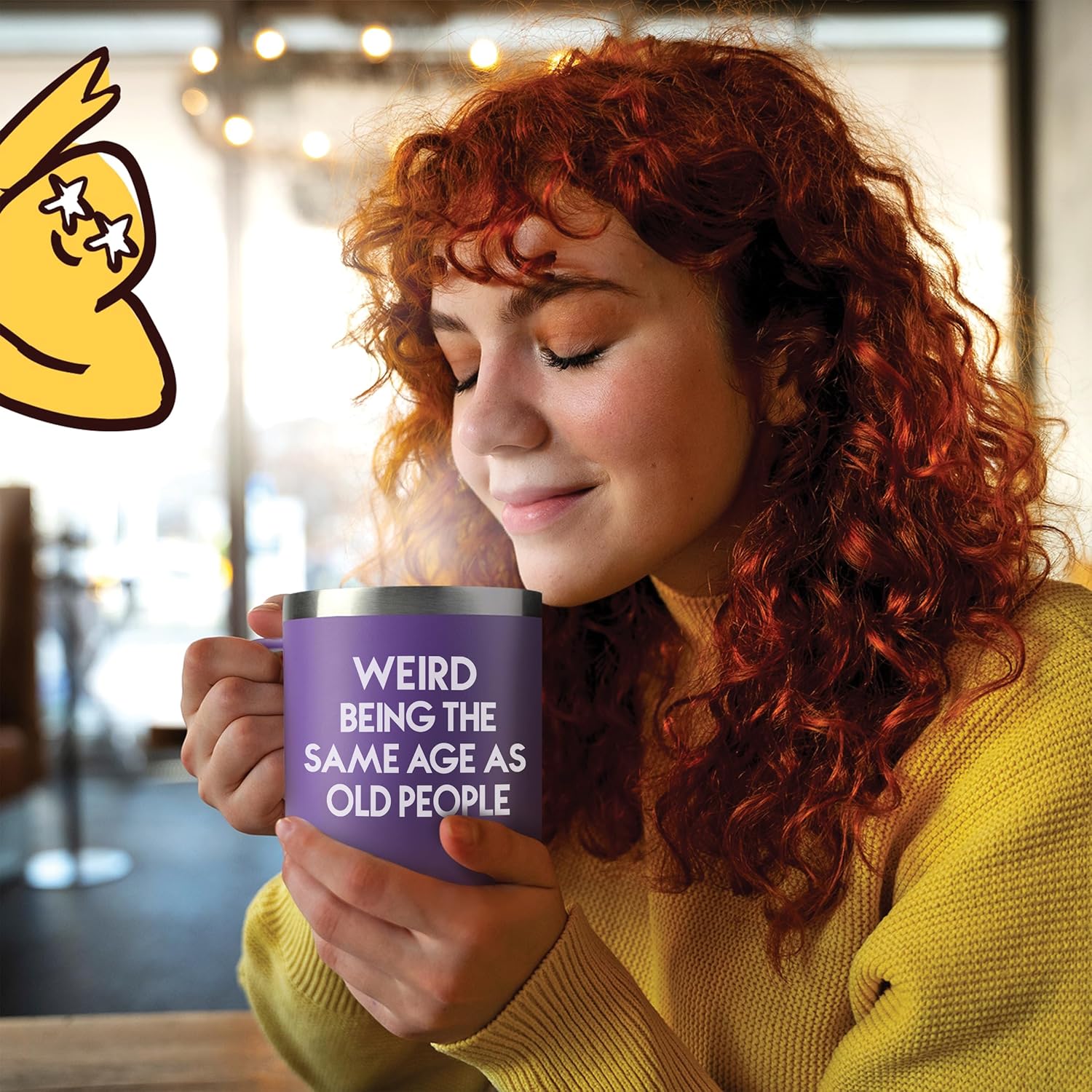 KLUBI 40th Birthday Gifts Women - Weird Being The Same Age As Old People 14oz 50th 60th Birthday Gifts for Women Over 60 Purple Bday Gift Ideas for Adults Cute Funny Celebration Gift for Elderly - Image 2