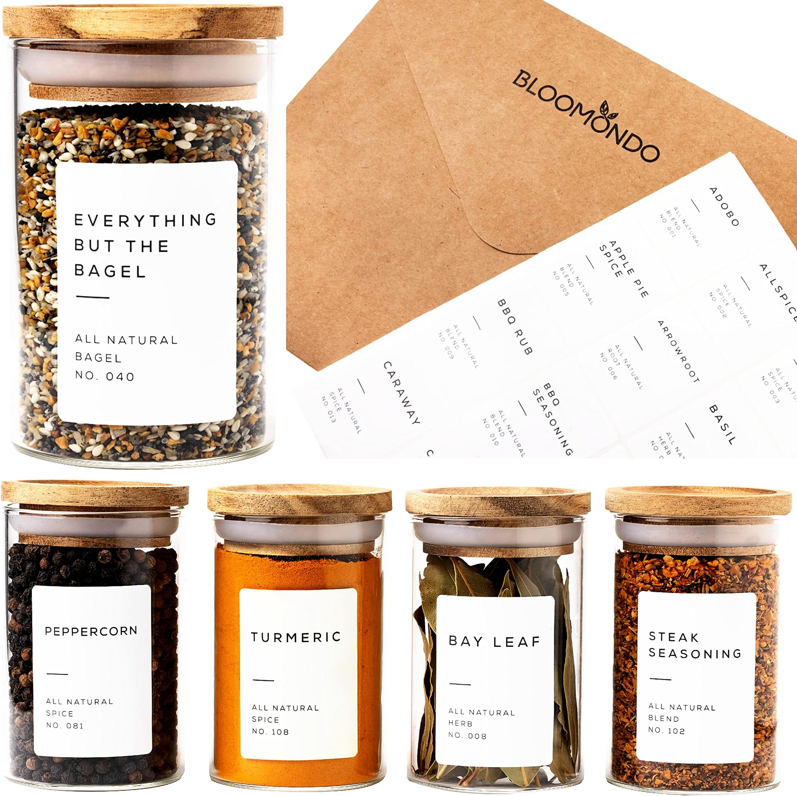 160 Waterproof Spice Jar Labels Preprinted 2.1x1.6in Spice Label for Empty Spice Jars. 112 Spice Stickers, 8 Blank Pantry Labels and 40 Expiry Labels for Seasoning Containers