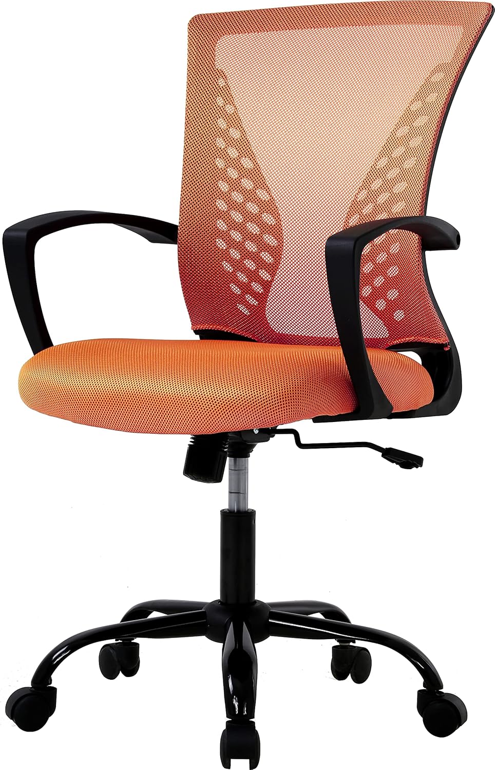 Office Chair Ergonomic Desk Chair Mesh Computer Chair with Lumbar Support Armrest Mid Back Rolling Swivel Adjustable Task Chair for Women Adults (Orange)