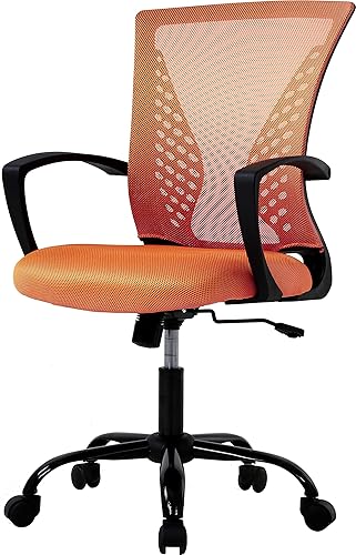 Miniatura 1 de Silla de oficina ergonómica de malla, silla de computadora con soporte lumbar, reposabrazos de respaldo medio, silla giratoria ajustable para