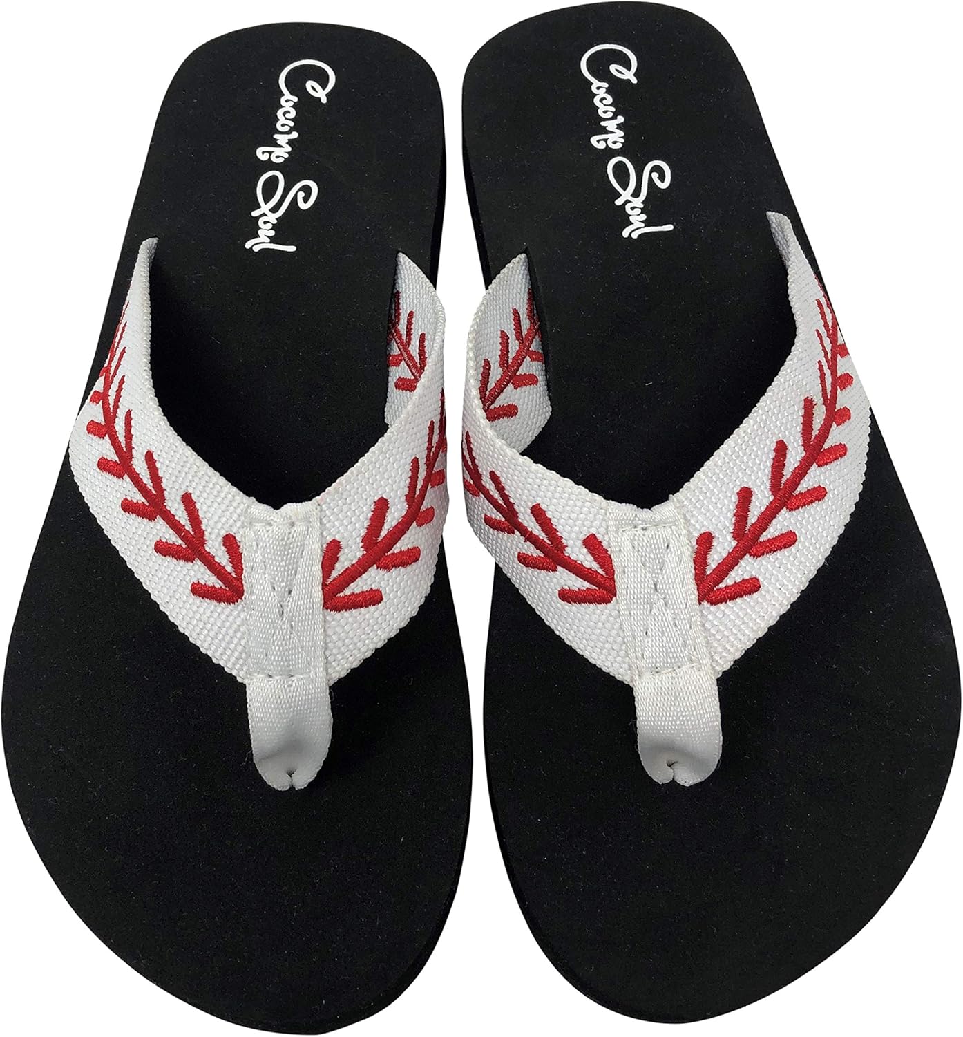 Cocomo Soul Baseball Flip Flops | Embroidered Slippers for Women | Baseball Mom Sandals - Image 5