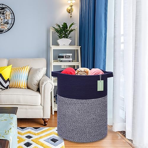 Miniatura 34 de Cesta de manta extragrande de 87 litros, cesta de lavandería, cesta de guardería para almacenamiento de juguetes, ropa y toallas, cesta grande