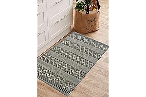 Chardin Home Black & Ivory Boho Throw Rug 2x3 feet | Hand Woven Farmhouse Rug