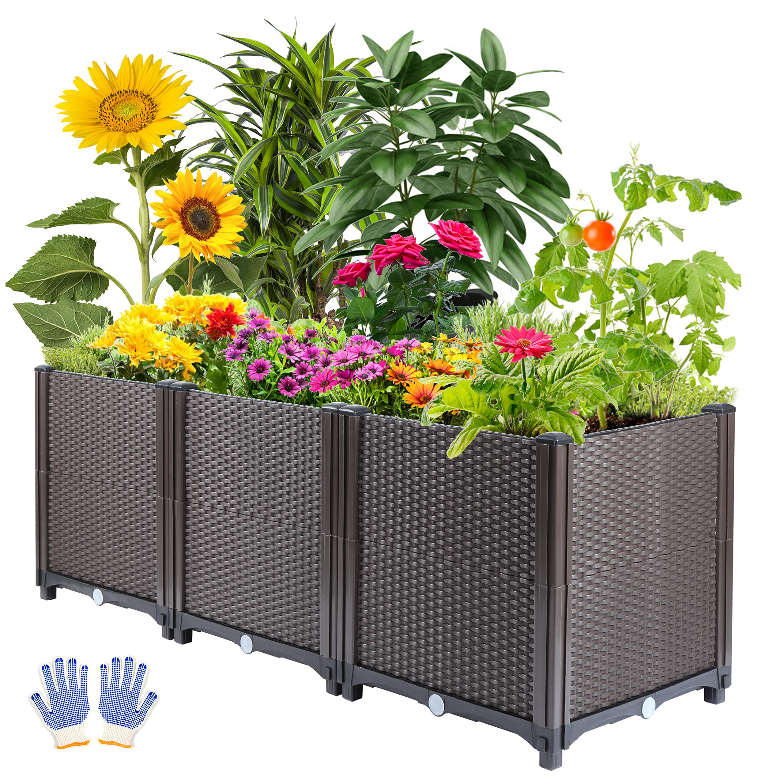 Photo 1 of Emalie Deep Raised Garden Bed Plastic Planter Boxes for Vegetables Flowers Herbs and Succulents, 47.2" L X 15.7" D X 16.9" H 47.2"L X 15.7"D X 16.9"H