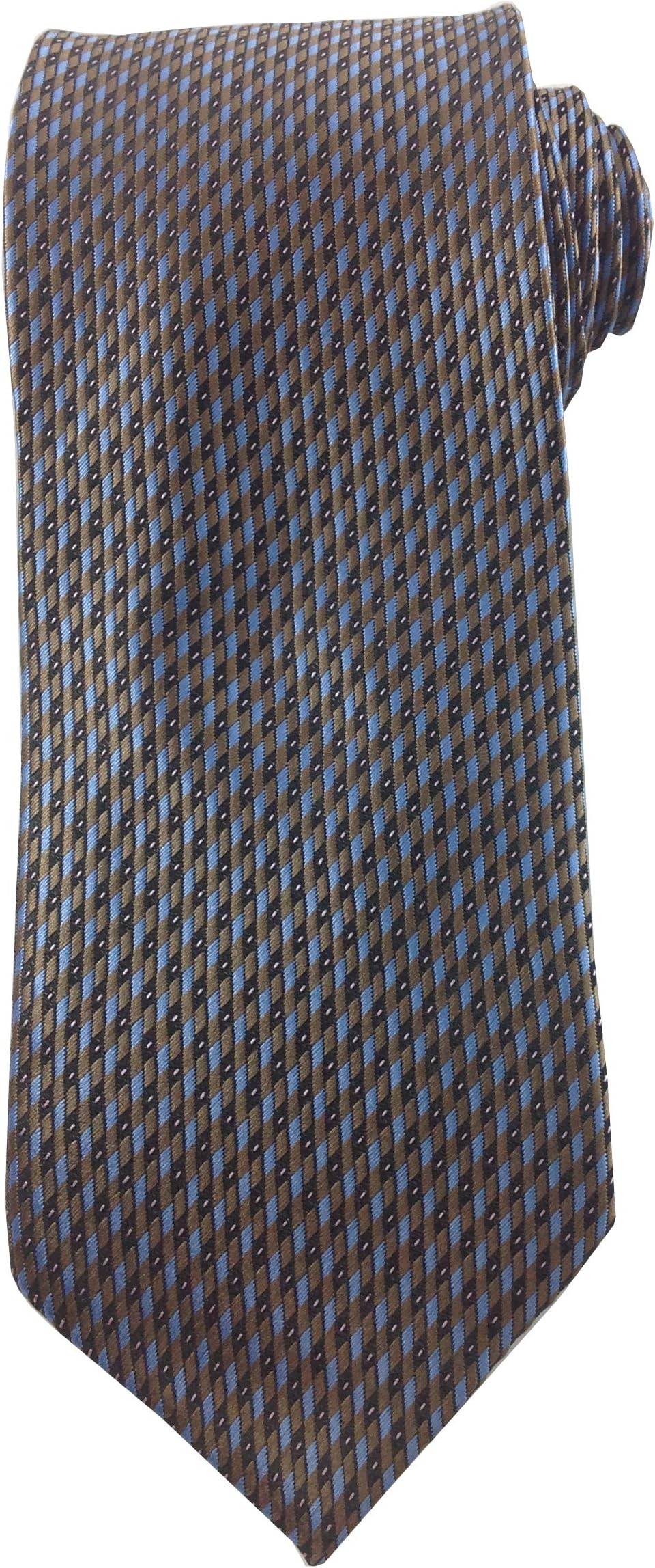 Mens Necktie Brown with Baby Blue Fashion Patterned Tie