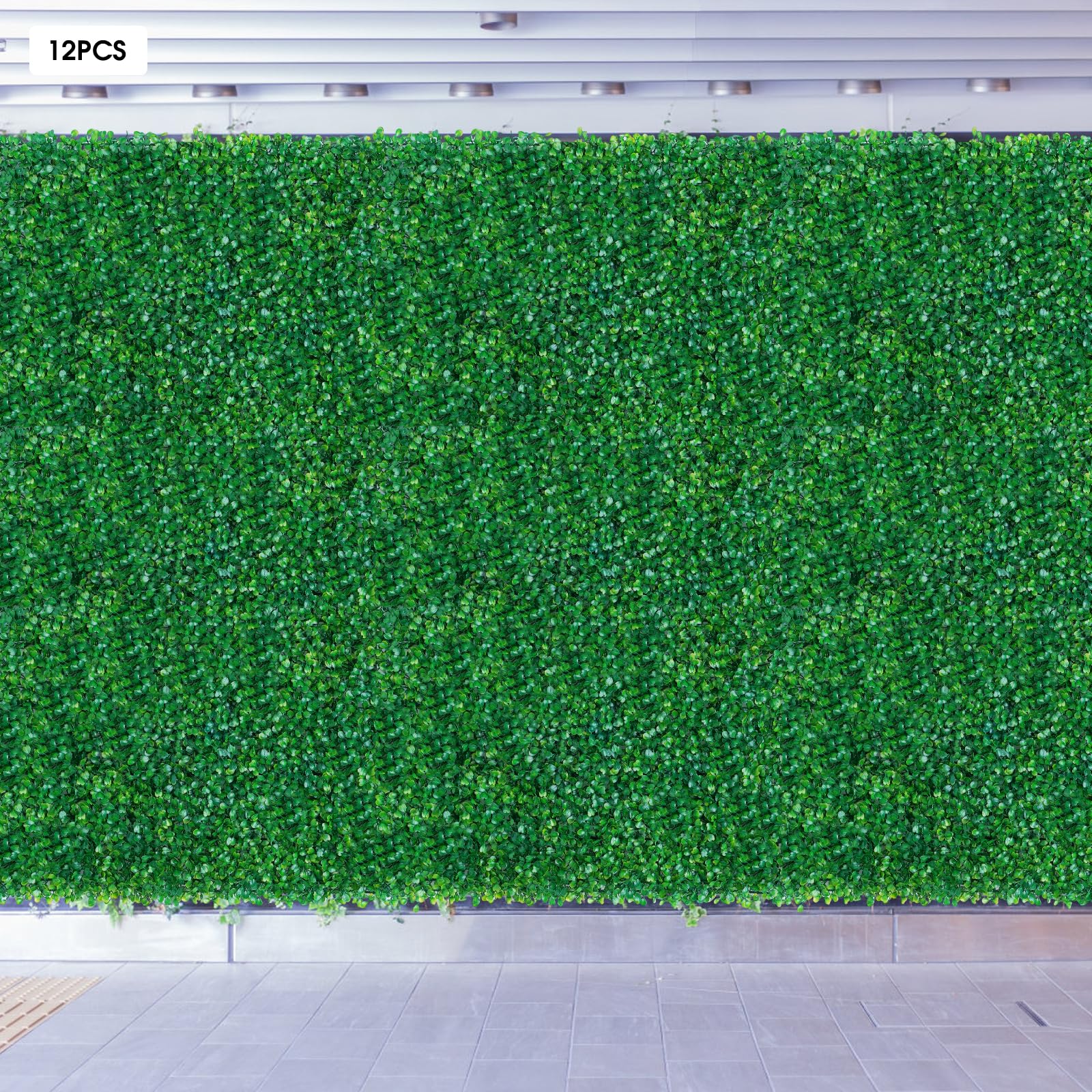 12 pezzi di piante artificiali da parete, pannello verde, decorazione per siepi, finti pannelli di bosso, per la casa, piante artificiali, erba artificiale, design a pannello a incastro, per terrazza