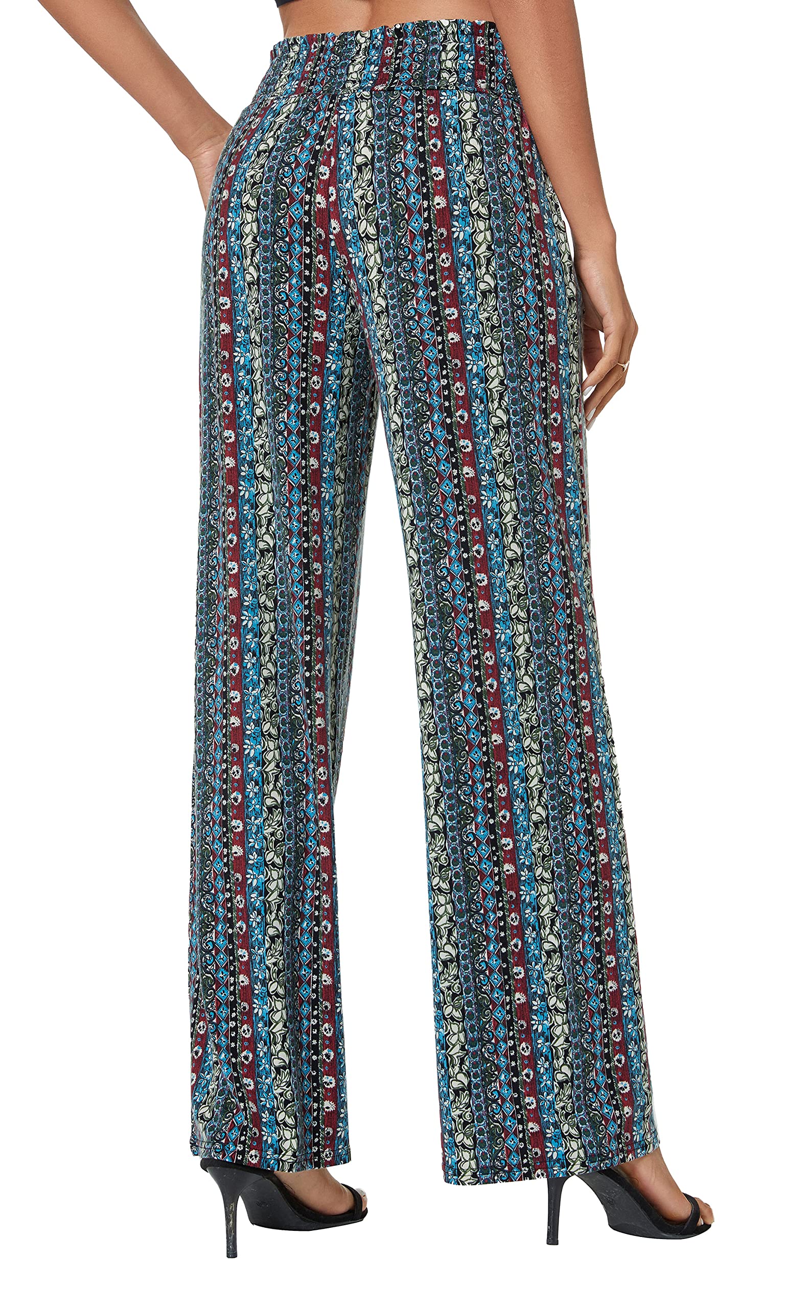 Casual Pierna Recta Boho Yoga Pantalones Cintura Elástica con Bolsillos