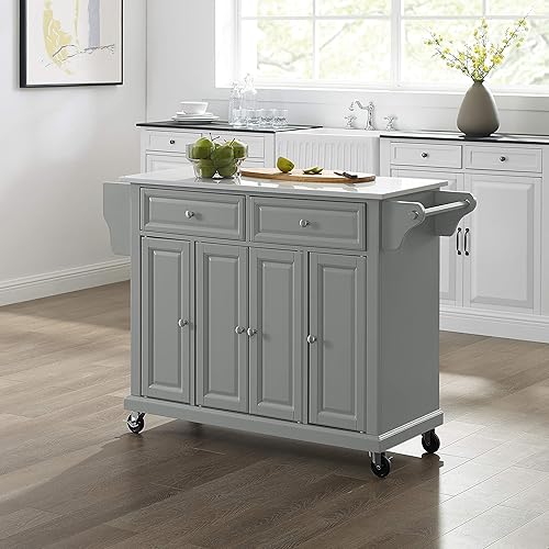 Vista 116 de Crosley Furniture isla de cocina con ruedas, Madera, Blanco