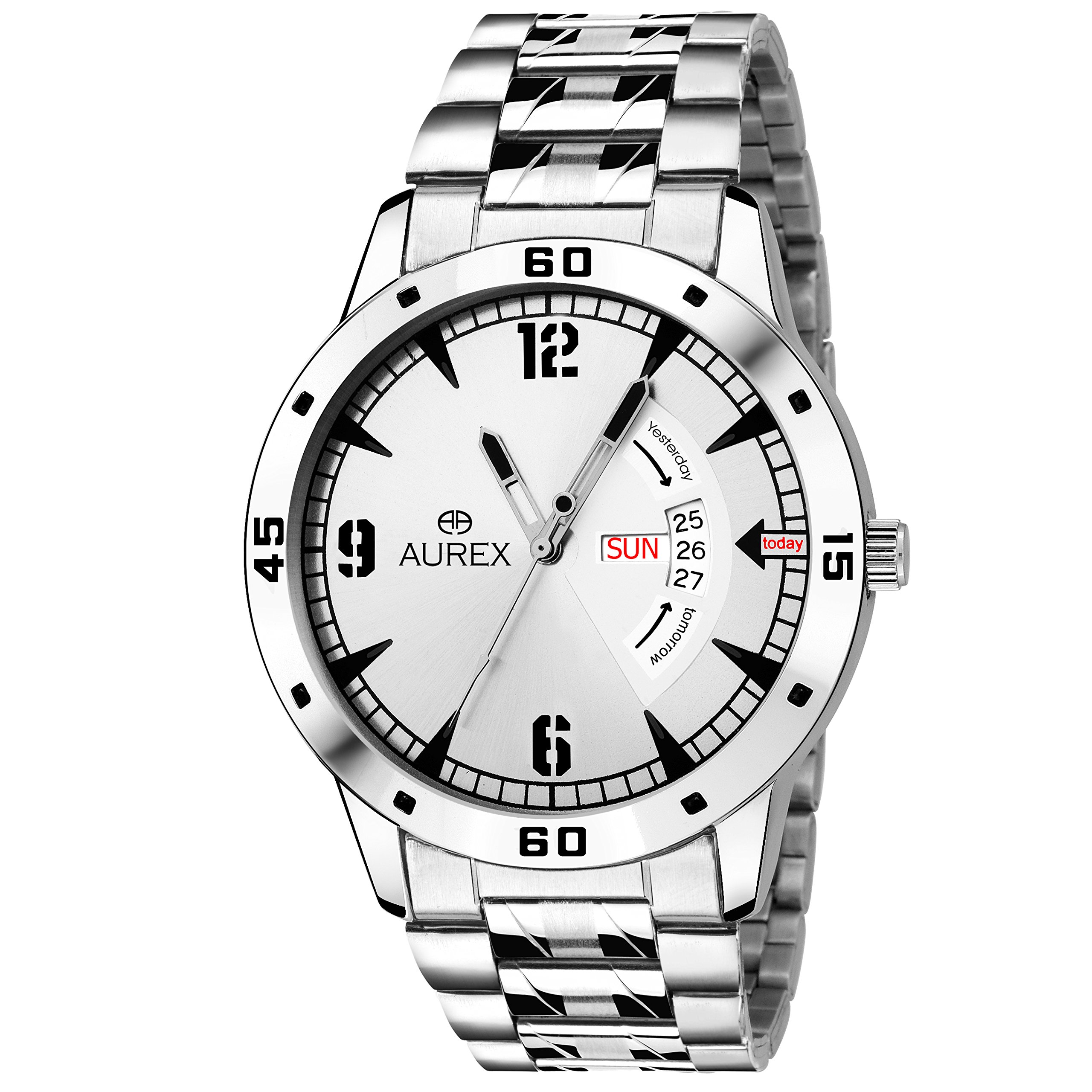 AUREX Analog White Dial Day and Date Functioning Mens and Boys Watch (AX-GR118-WTC) (B07CXNNLVD) Amazon Price History, Amazon Price Tracker