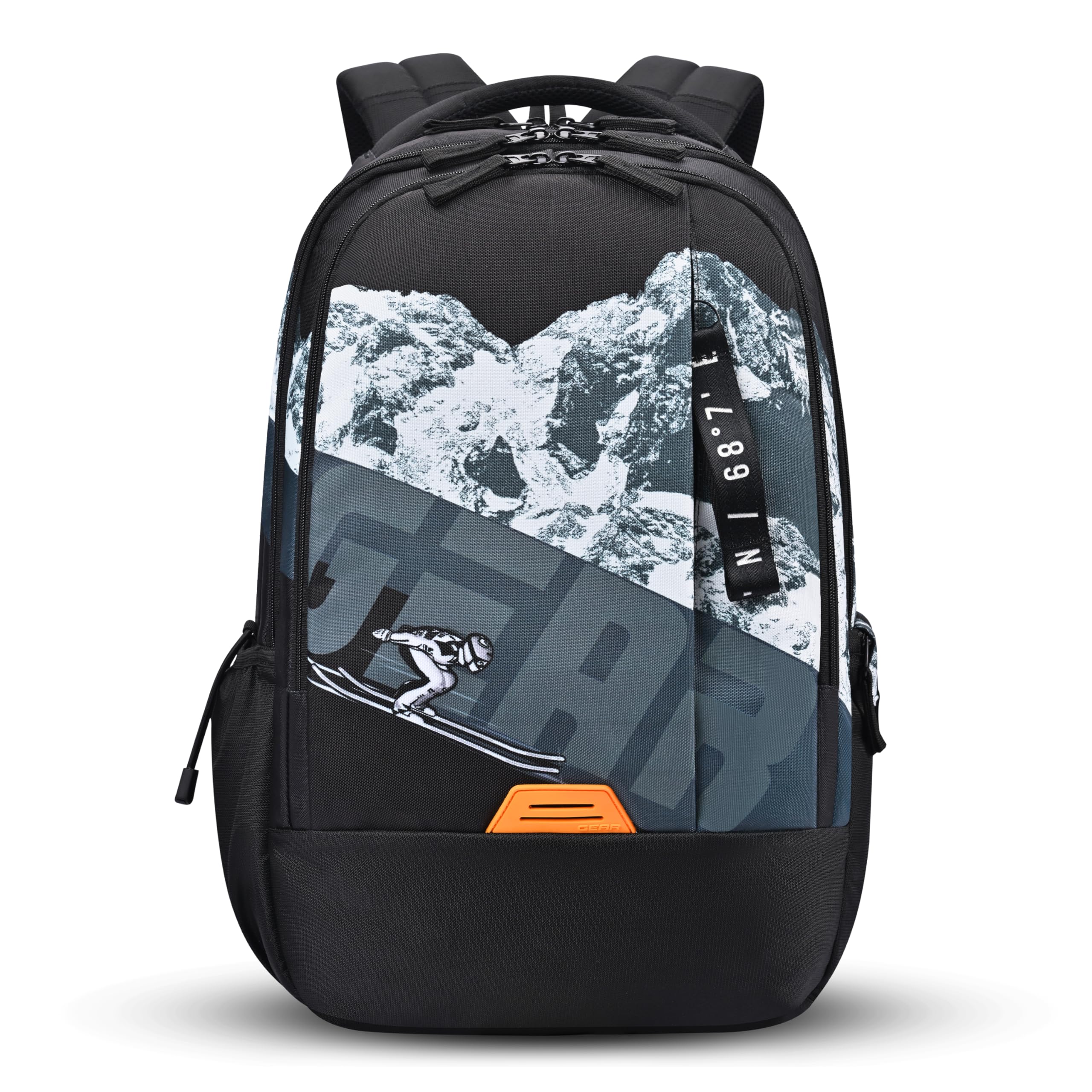 Gear New Alpine 19"/36L Large Water Resistant School Bag | Casual Backpack | Daypack | Travel Backpack | Kids Bag for Boys/Girls (Black - Black)