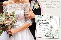 Vista 4 de Invitaciones de despedida de soltera para brunch & Bubbly, invitación de brunch nupcial verde, tarjetas de invitación para fiesta de compromiso