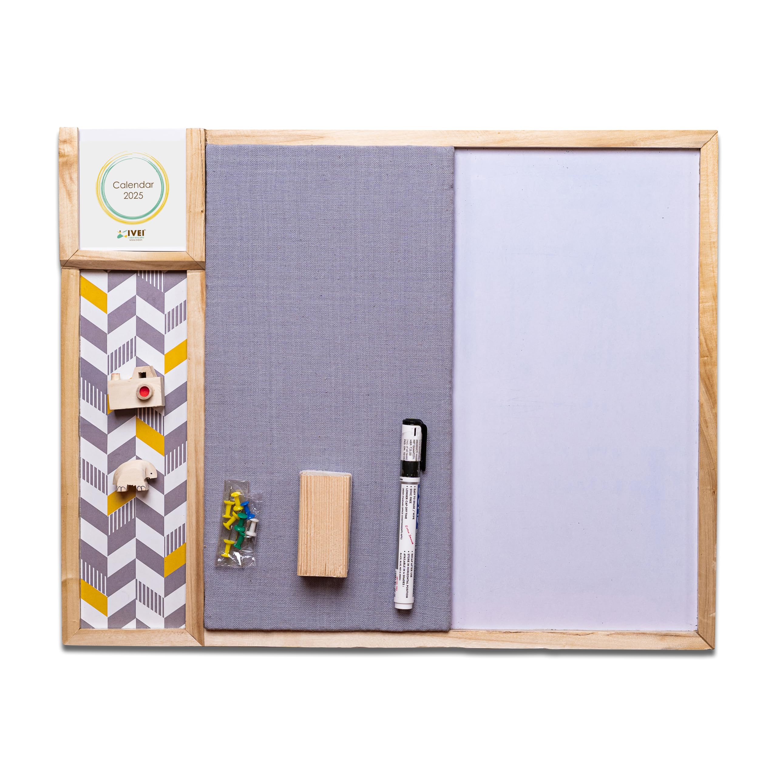 IVEI Combination Board with Pin Board & Whiteboard Best Gift for Home, Office, School (Grey, Metal Board(Big), Pin Board + Whiteboard)
