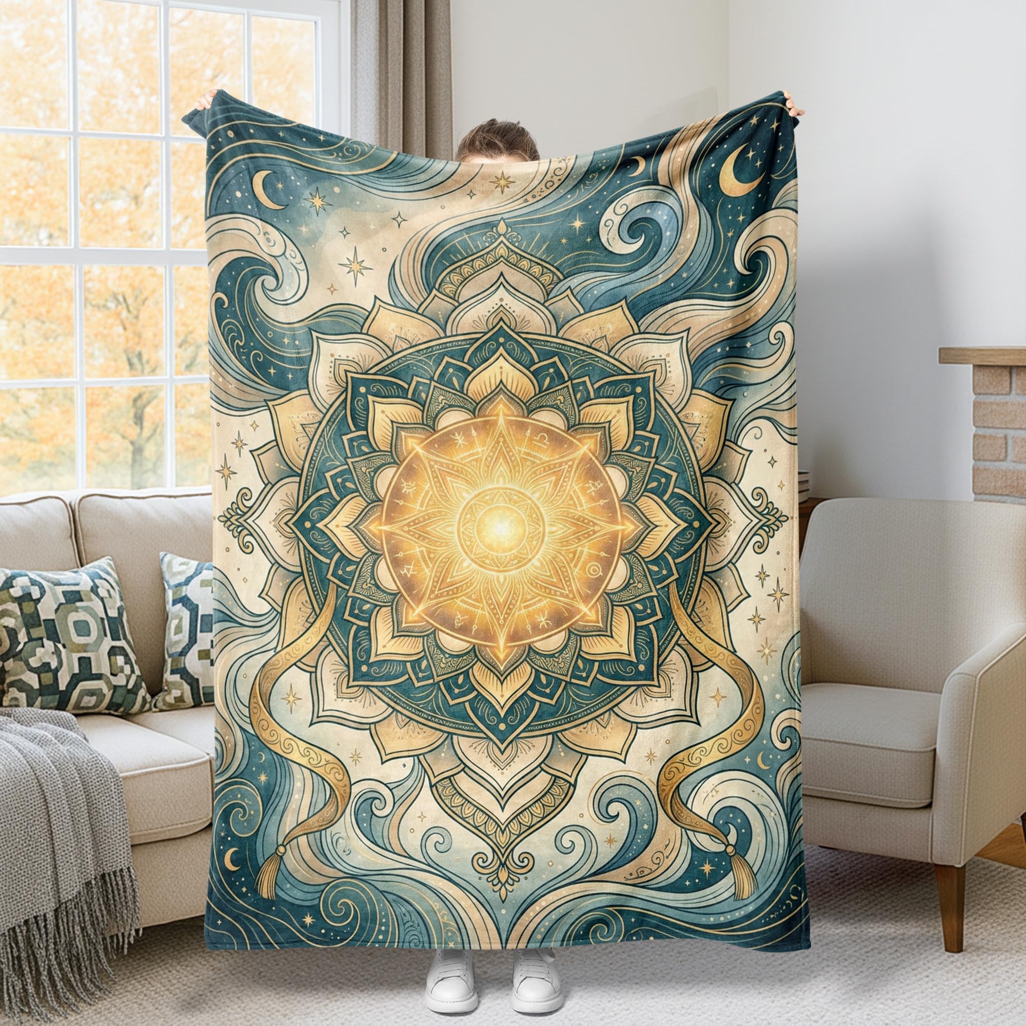 Couverture mandala artistique bohème style raffiné pour lit