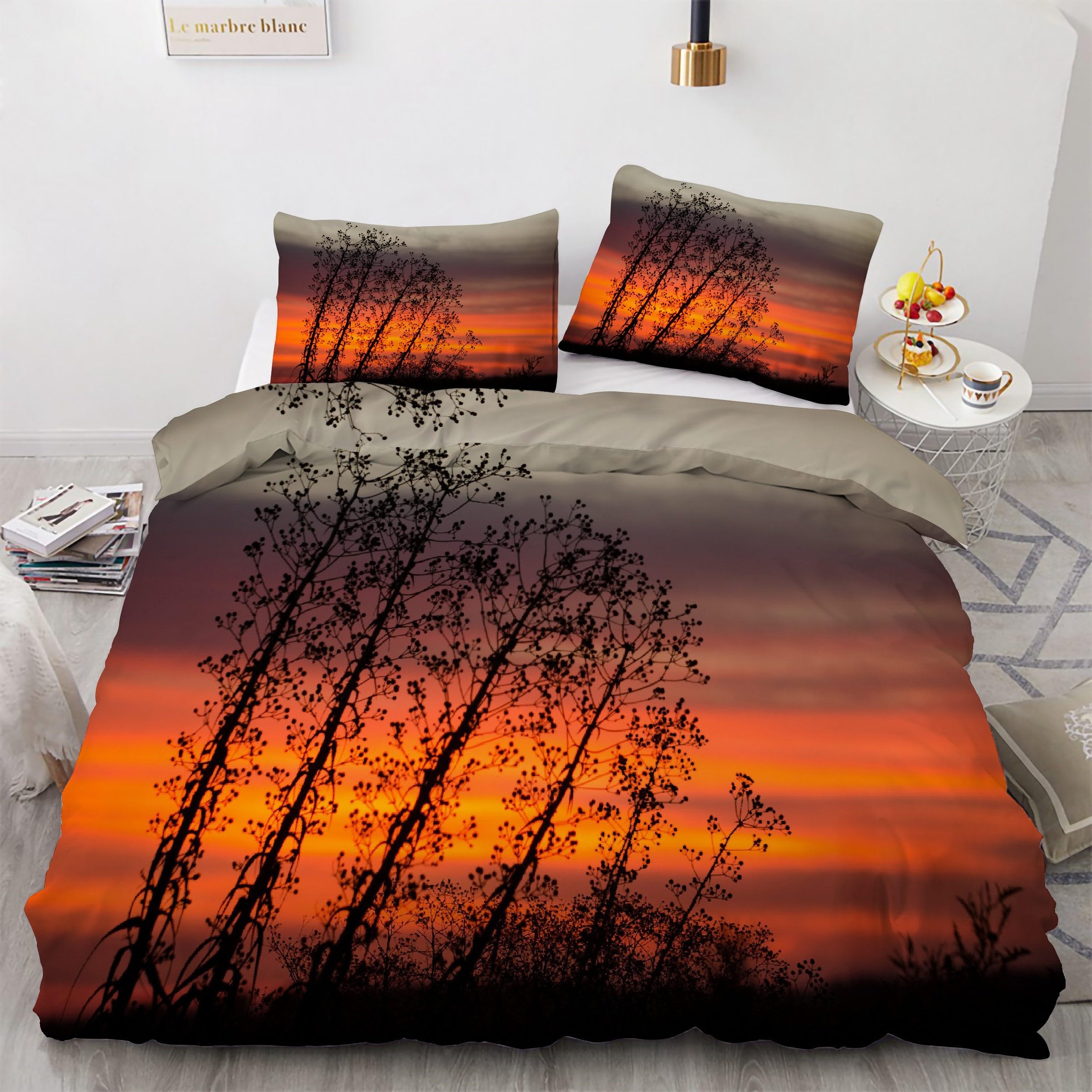 Housse de couette coucher de soleil rose pour une chambre d'enfant cocooning