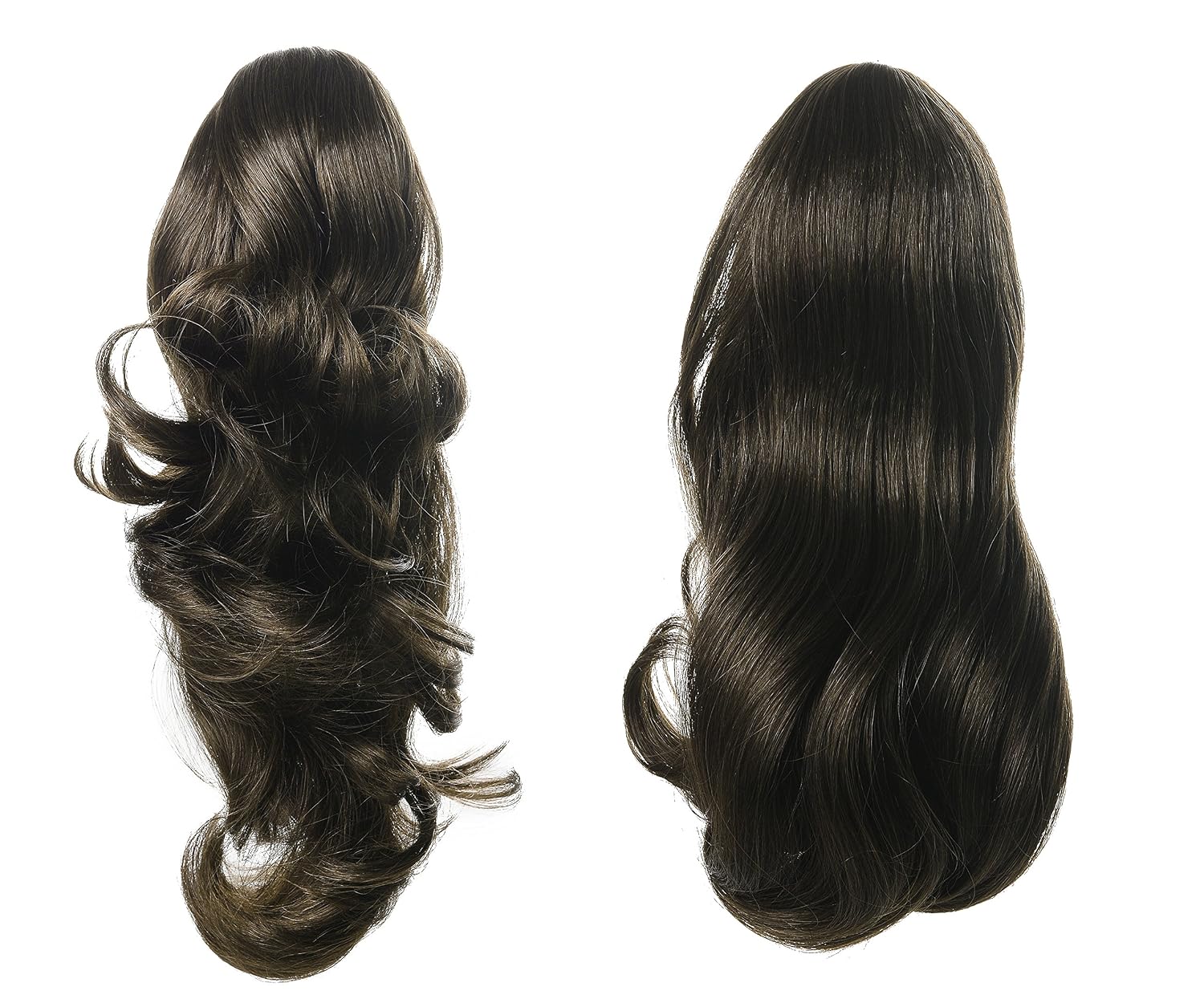 Onedor 15 Synthetic Fiber Curly Ponytail Hair Extension hairpiece with Clip-in Jaw Clips, Dual-Use Hair Extensions (8#-Medium Ash Brown)