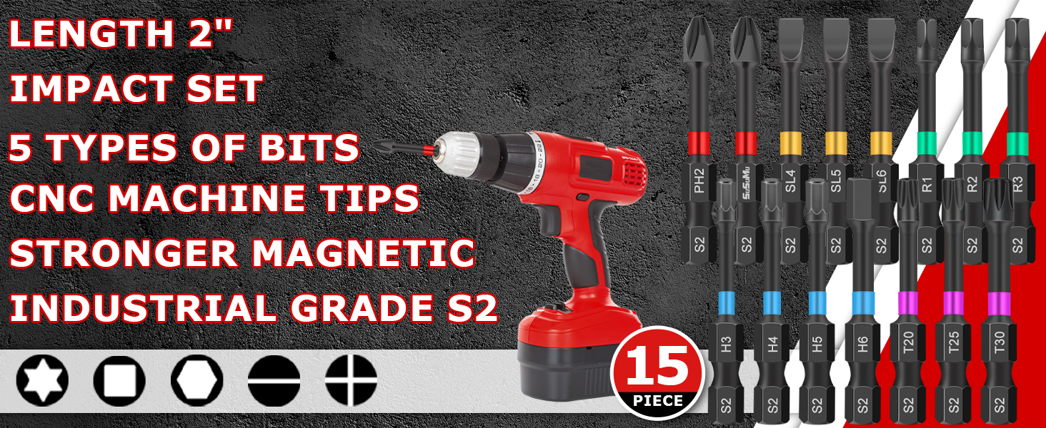 SuSuMu Impact Ready Magnetic Screwdriver Bits Set Stronger Magnet