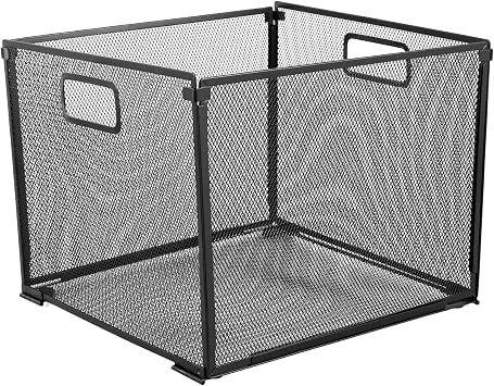 Hanging File Organizer Metal File Holder Box with Handle Letter Sized Metal File Basket Hanging Filing Box Mesh File Box Storage Crate Foldable Desktop File Organizer for Home Office Big