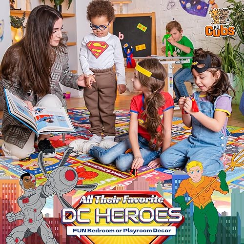 Miniatura 11 de KC Cubs DC Super Hero Rug - ABC Alphabet - Alfombra de juego de rasgos y emociones - Alfombras educativas y de aprendizaje - Juego para niños -