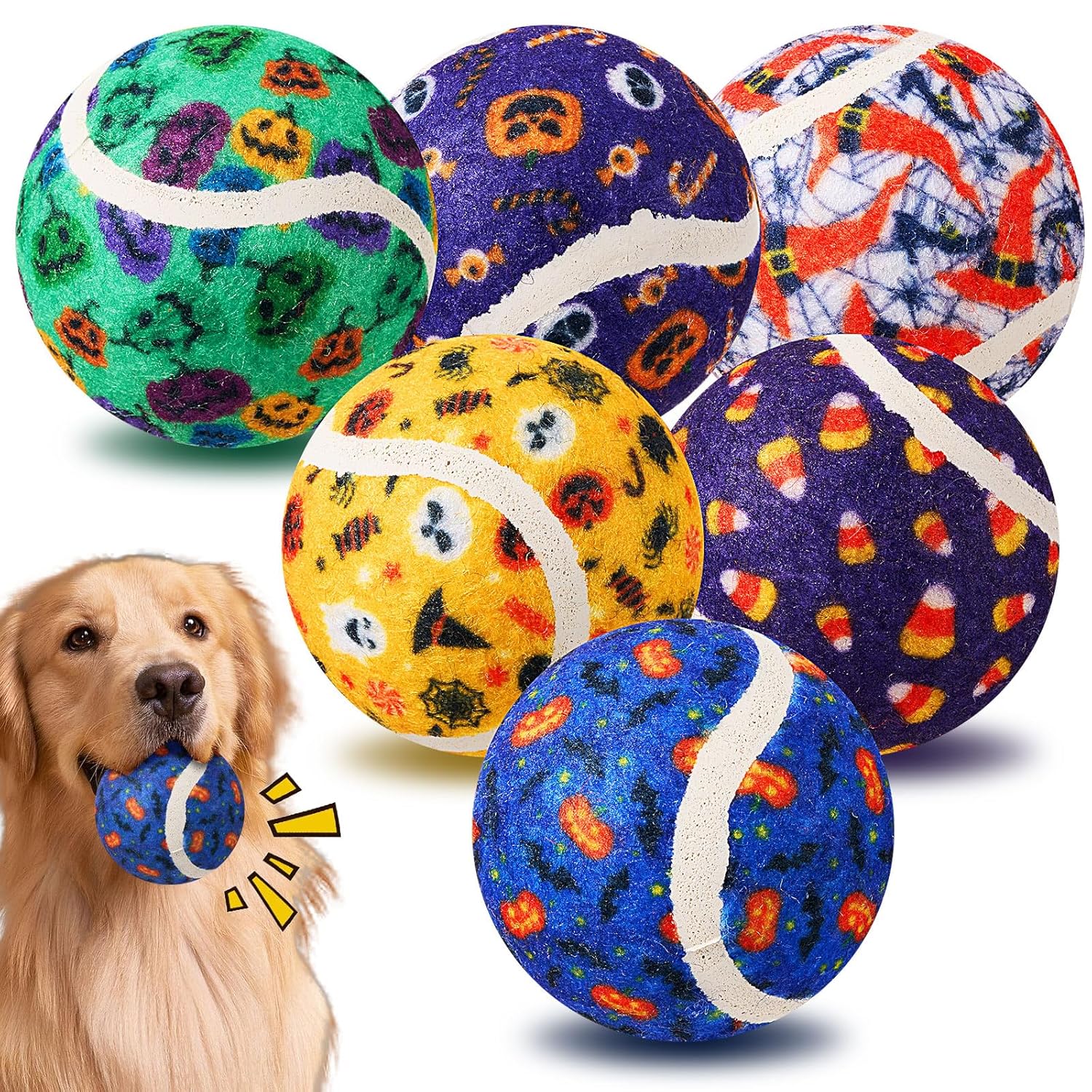 Civaner 6 Pcs Halloween Dog Toys Bulk 2 5 Inch Squeaky Tennis Balls for Small Medium Large Dogs