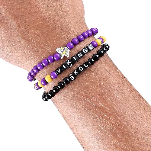 Vista 123 de FOCO NFL unisex-adult NFL Team Logo Officially Licensed 3-Pack Beaded Friendship Bracelets