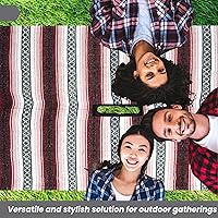 Vista 3 de Artisans Bazaar Poncho tradicional mexicano de Baja para hombres y mujeres, auténtico sarape de Gaban, manta de vaquero Pancho Jorongo rojo - rosa