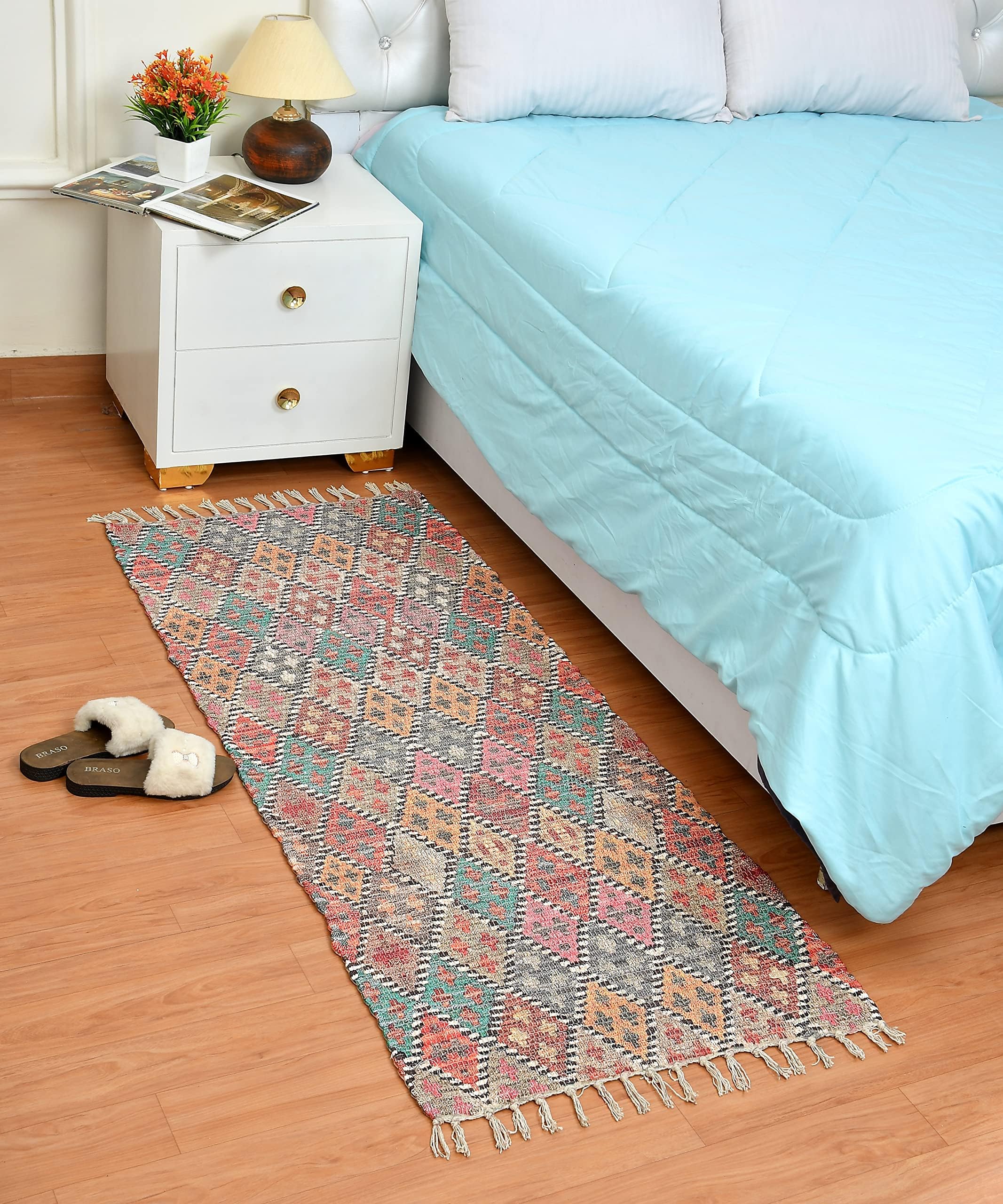 Buy HOMADORN Handmade Sustainable Printed Modern Dhurrie/Rugs/Carpet