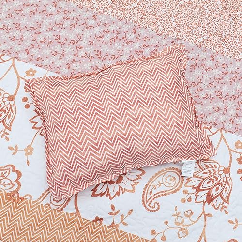 Miniatura 7 de HESTIN Juego de 10 piezas de colcha Plus, ropa de cama de estilo moderno con hermosas costuras, colcha acolchada reversible ligera con diseño floral