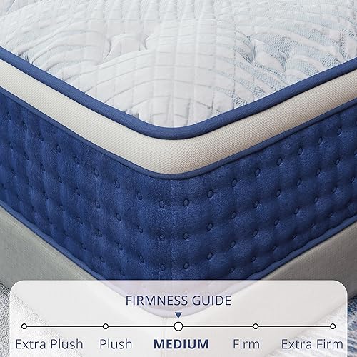 Miniatura 6 de Colchón híbrido King de 14 pulgadas en una caja, resortes embolsados individuales para aislamiento de movimiento y alivio de presión, soporte de
