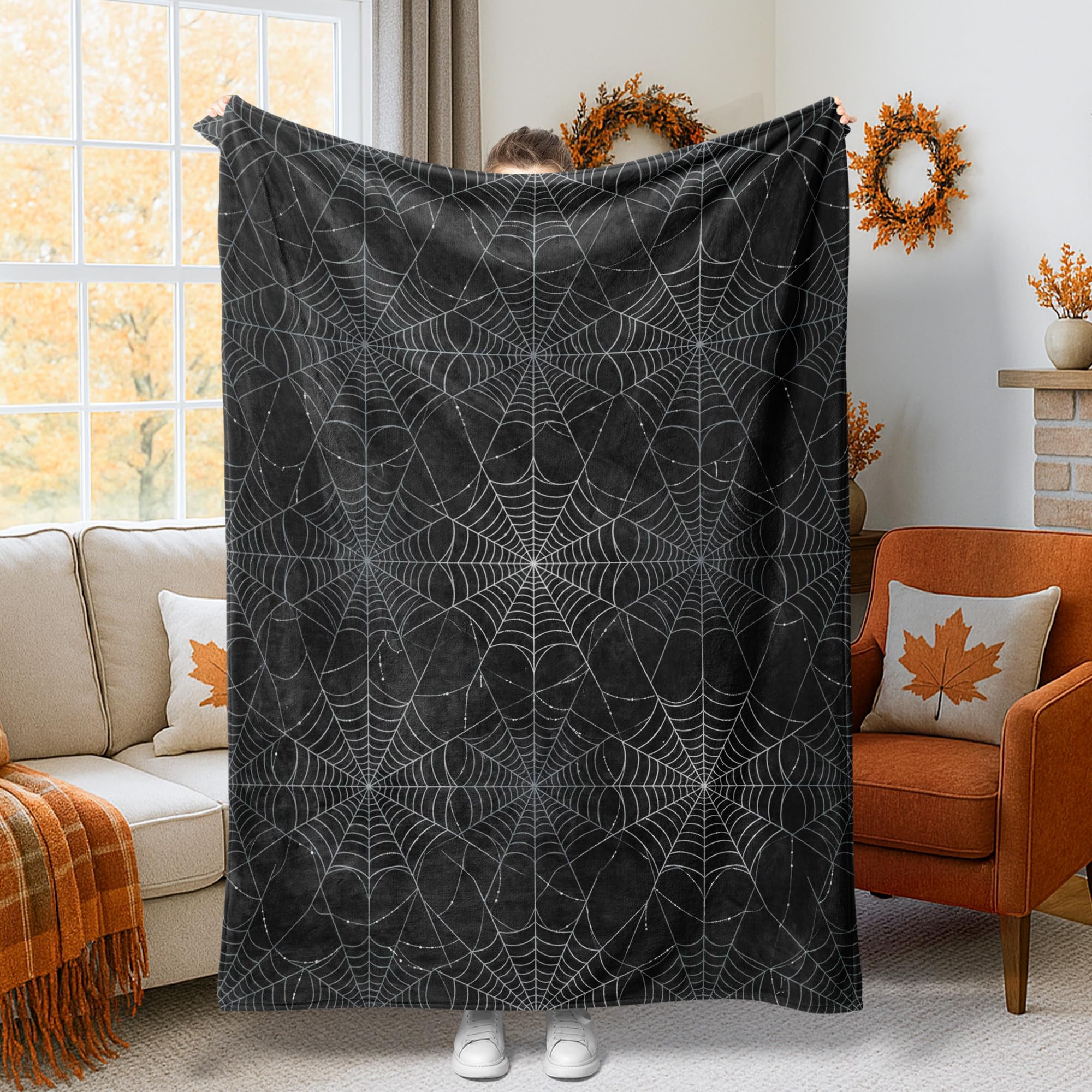 Couverture toile d'araignée pour canapé et lit : l'ambiance cocooning d'Halloween