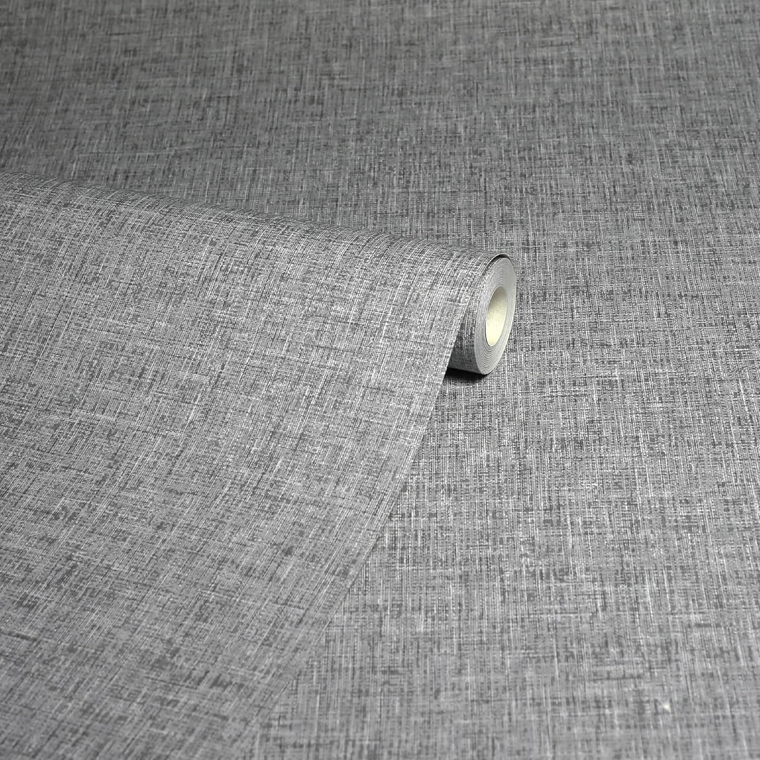 Arthouse Linen Texture Wallpaper Mid Grey 907607