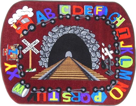SAFECASTLE Alphabet Express Kids Educational Area Rug 44" x 56" Colorful Train ABC Learning Carpet for Playroom, Classroom, Daycare, Preschool, or Nursery Durable Machine-Tufted Nylon Rug